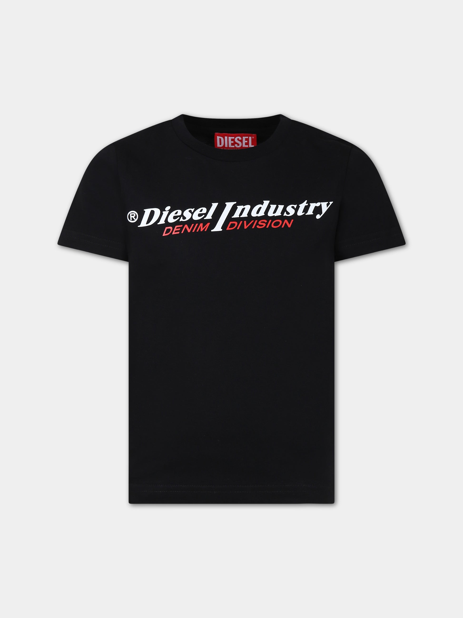 T-shirt nera per bambino con logo,Diesel,J01132 00YI9 K900