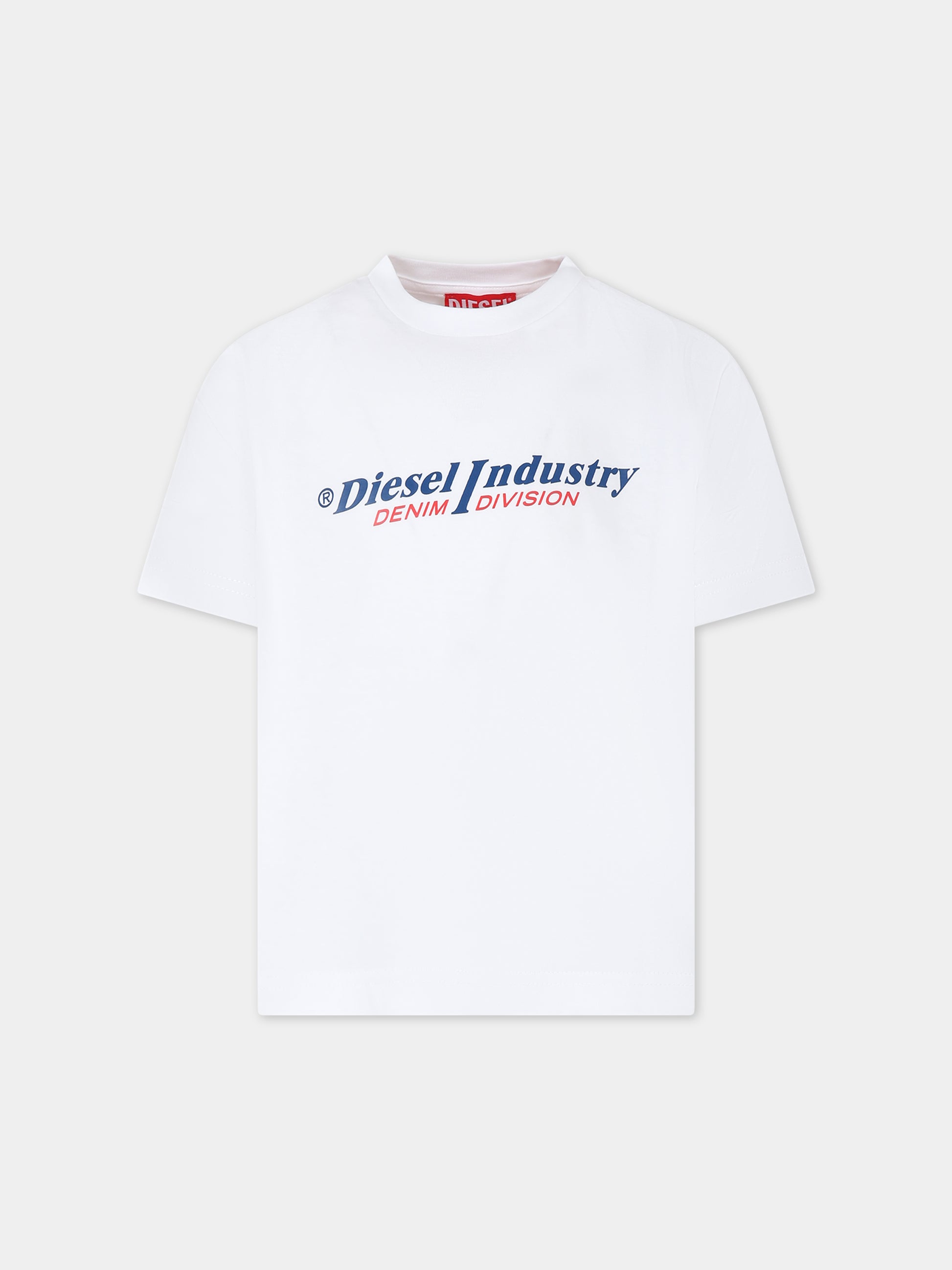 T-shirt bianca per bambina con logo,Diesel,J01182 00YI9 K100