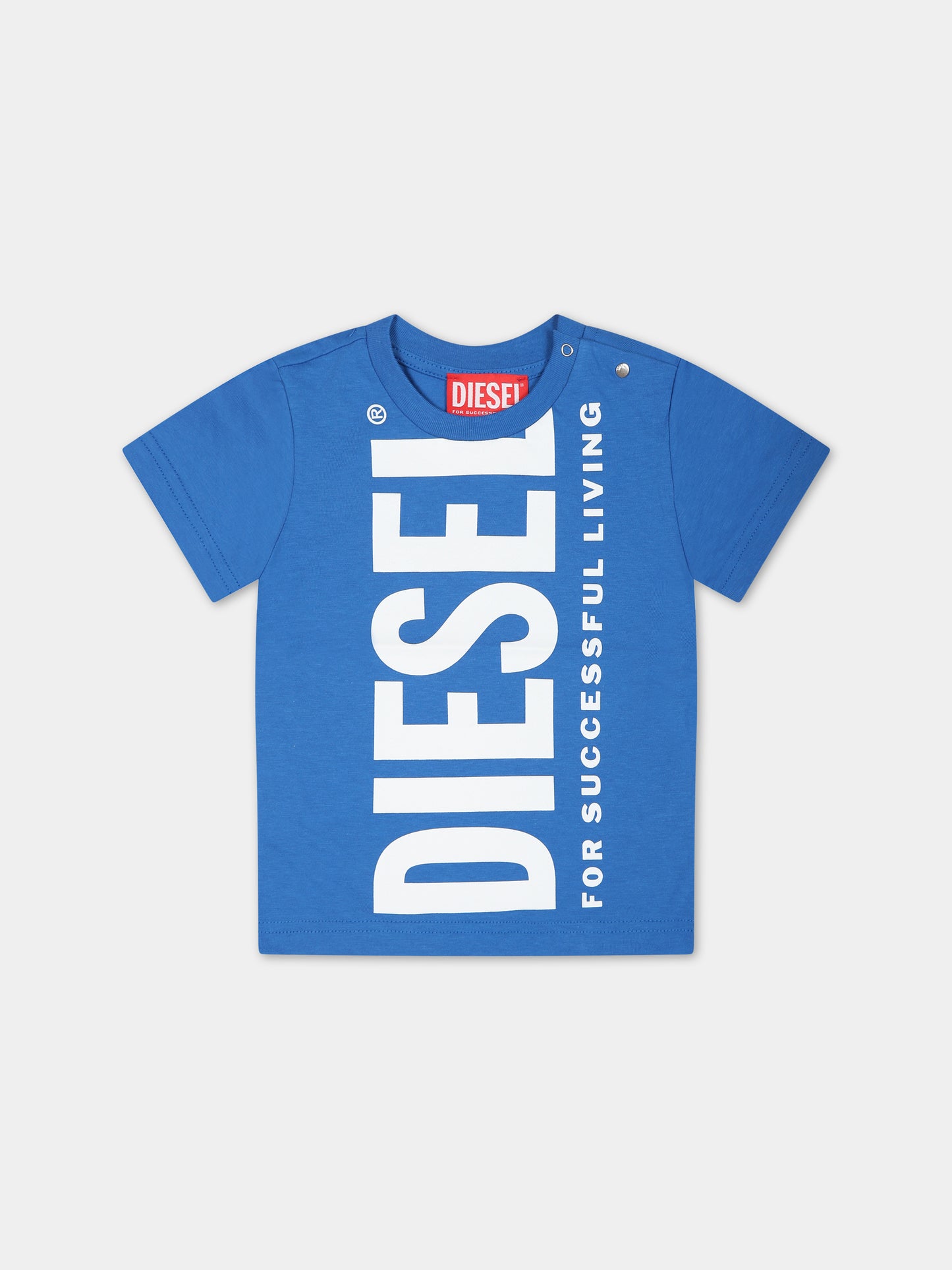 T-shirt blu per neonati con logo,Diesel,K00347 00YI9 K80H