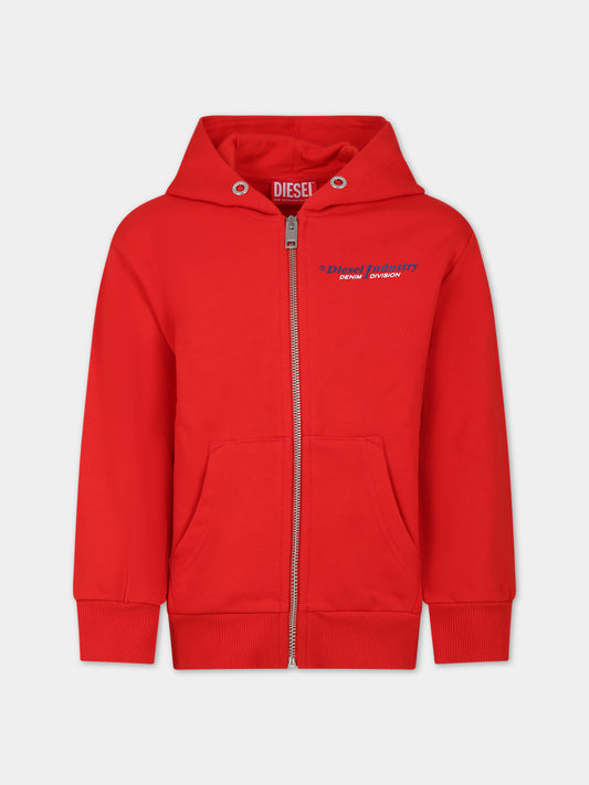 Felpa rossa per bambino con logo,Diesel,J01116 0IAJH K438