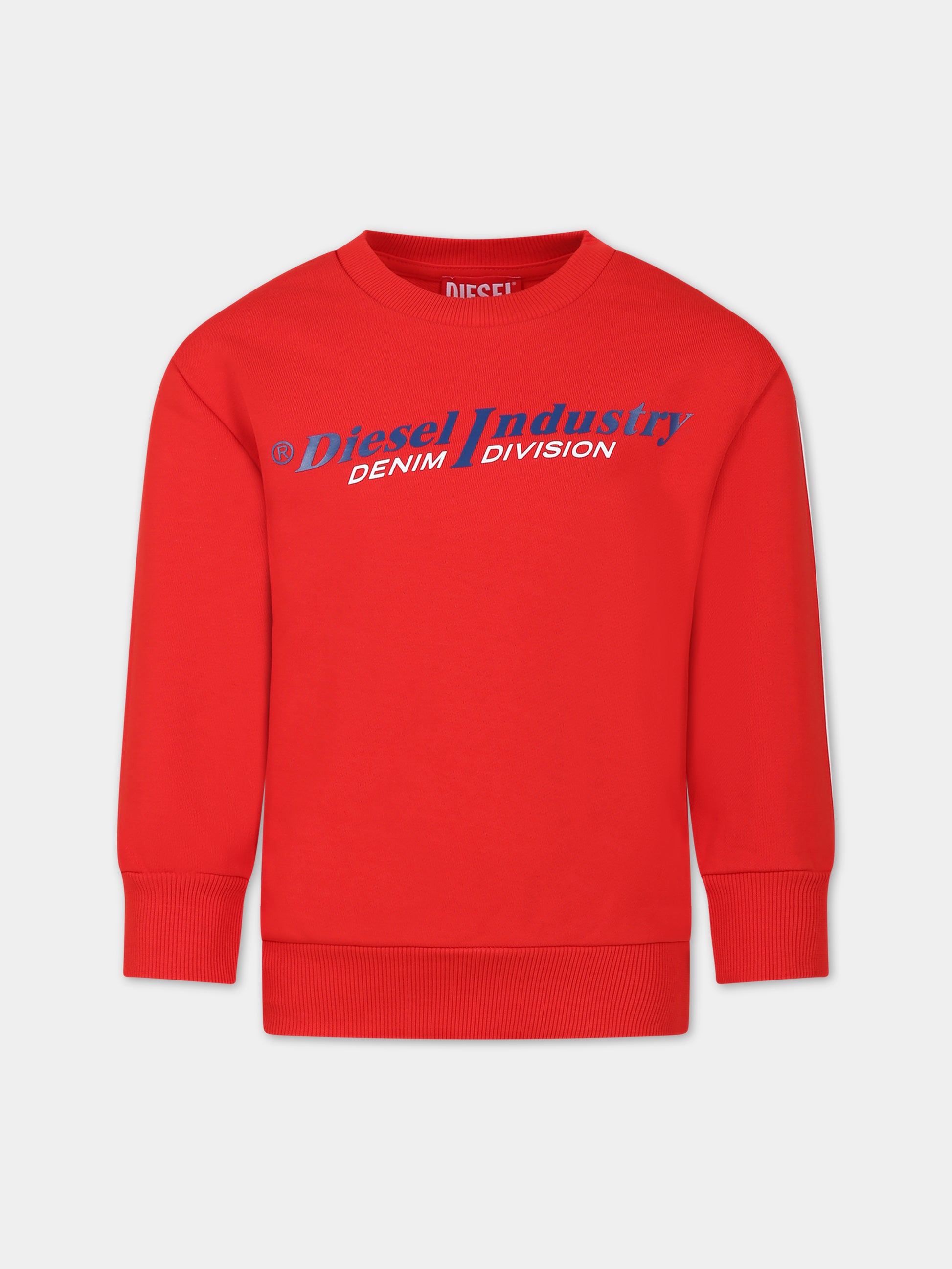 Felpa rossa per bambino con logo,Diesel,J01117 0IAJH K438