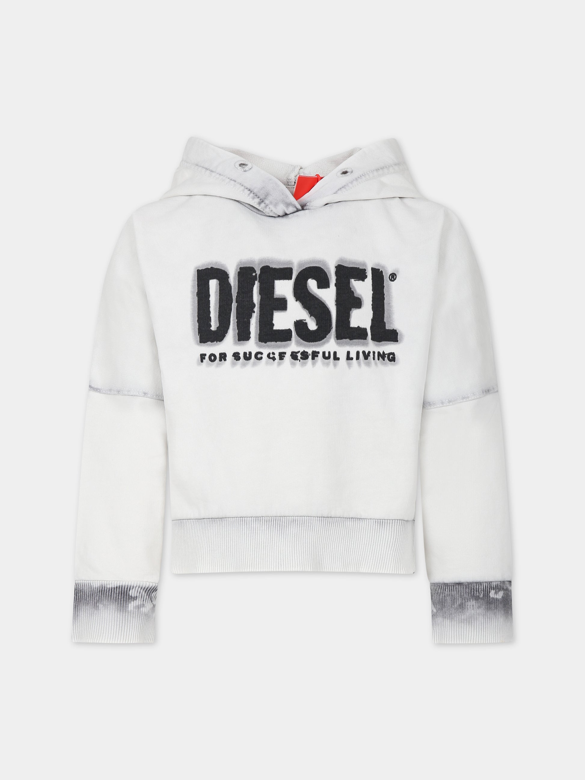 Felpa avorio per bambino con logo,Diesel,J01186 KYAU8 K955