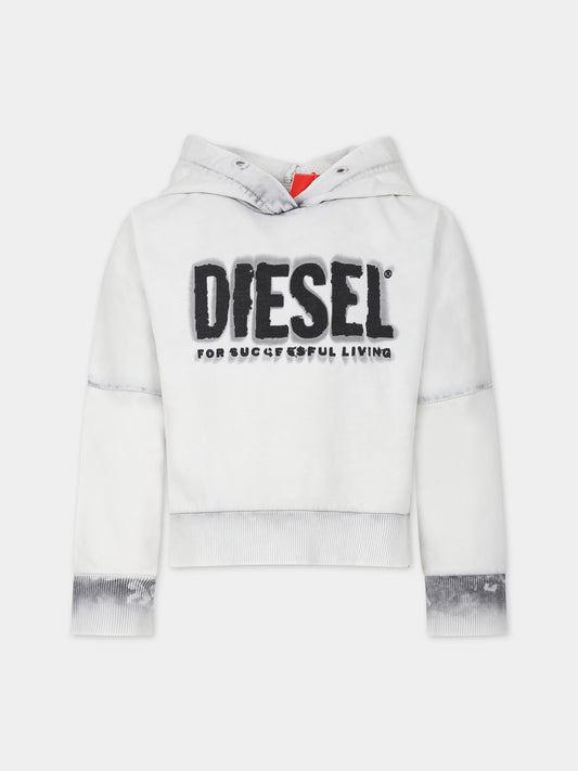 Felpa avorio per bambino con logo,Diesel,J01186 KYAU8 K955