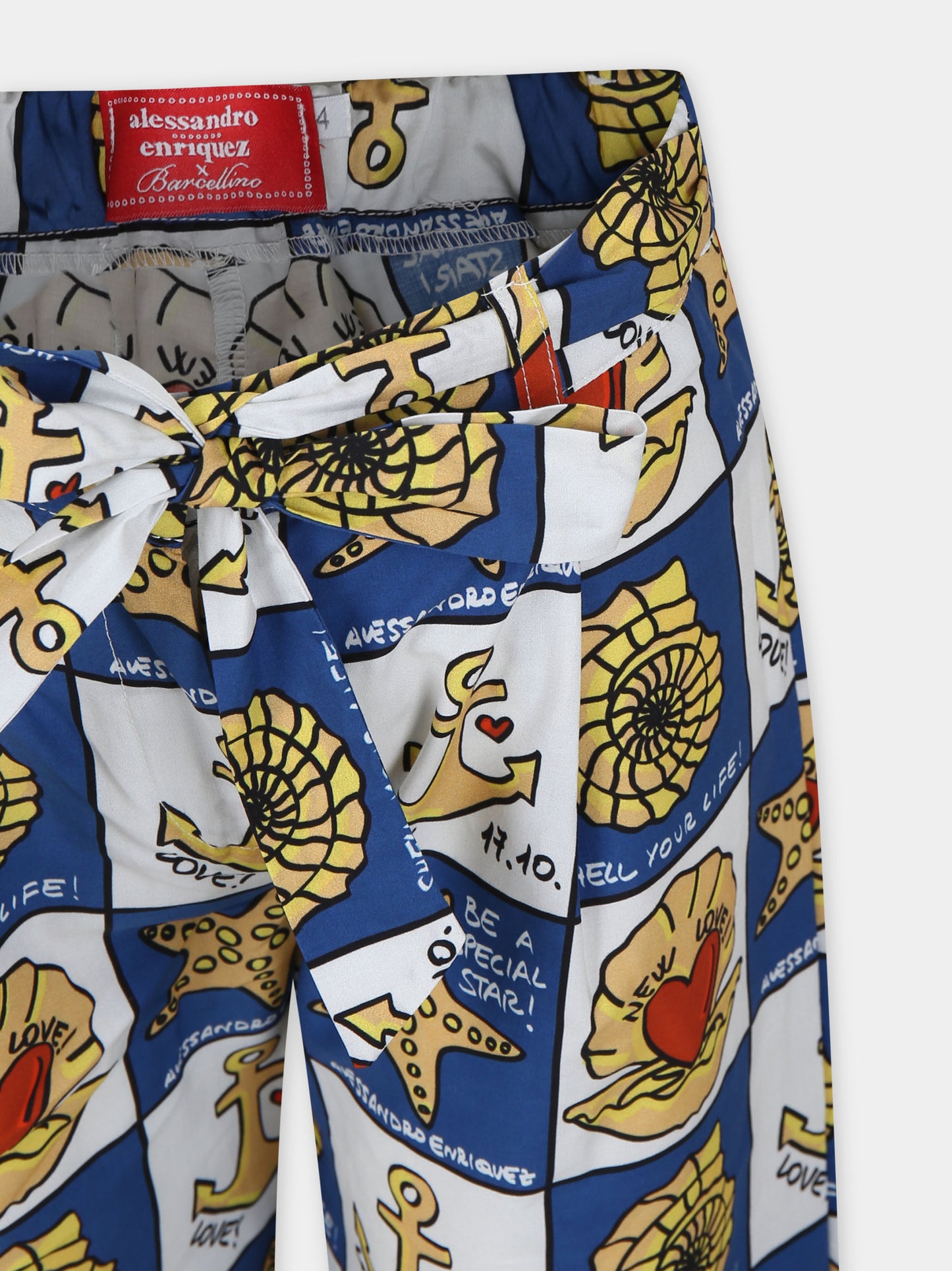 Pantaloni blu per bambini con stampa pop,Alessandro Enriquez X Barcellino,112108
