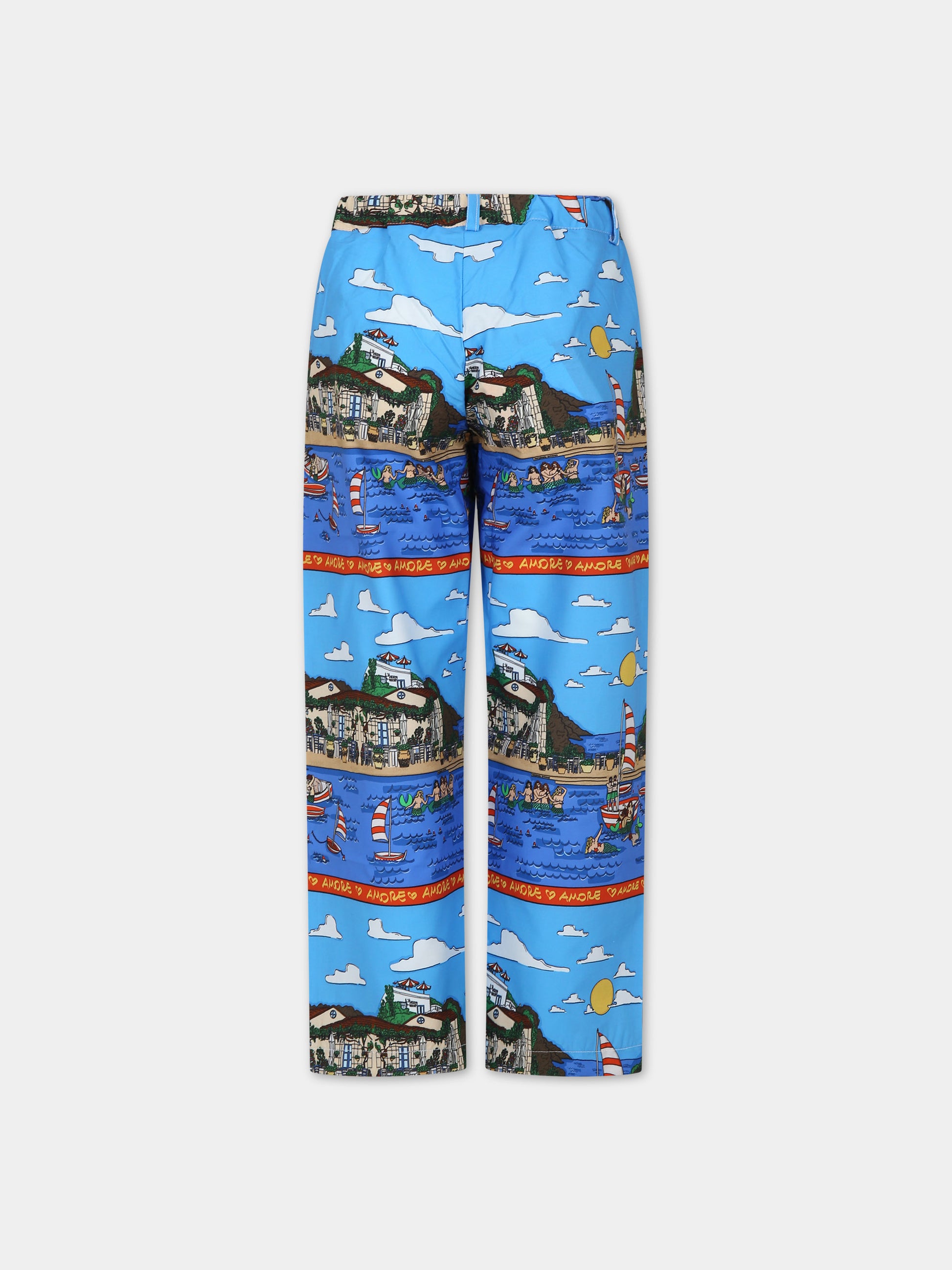 Pantaloni azzurri per bambini con stampa pop,Alessandro Enriquez X Barcellino,112308