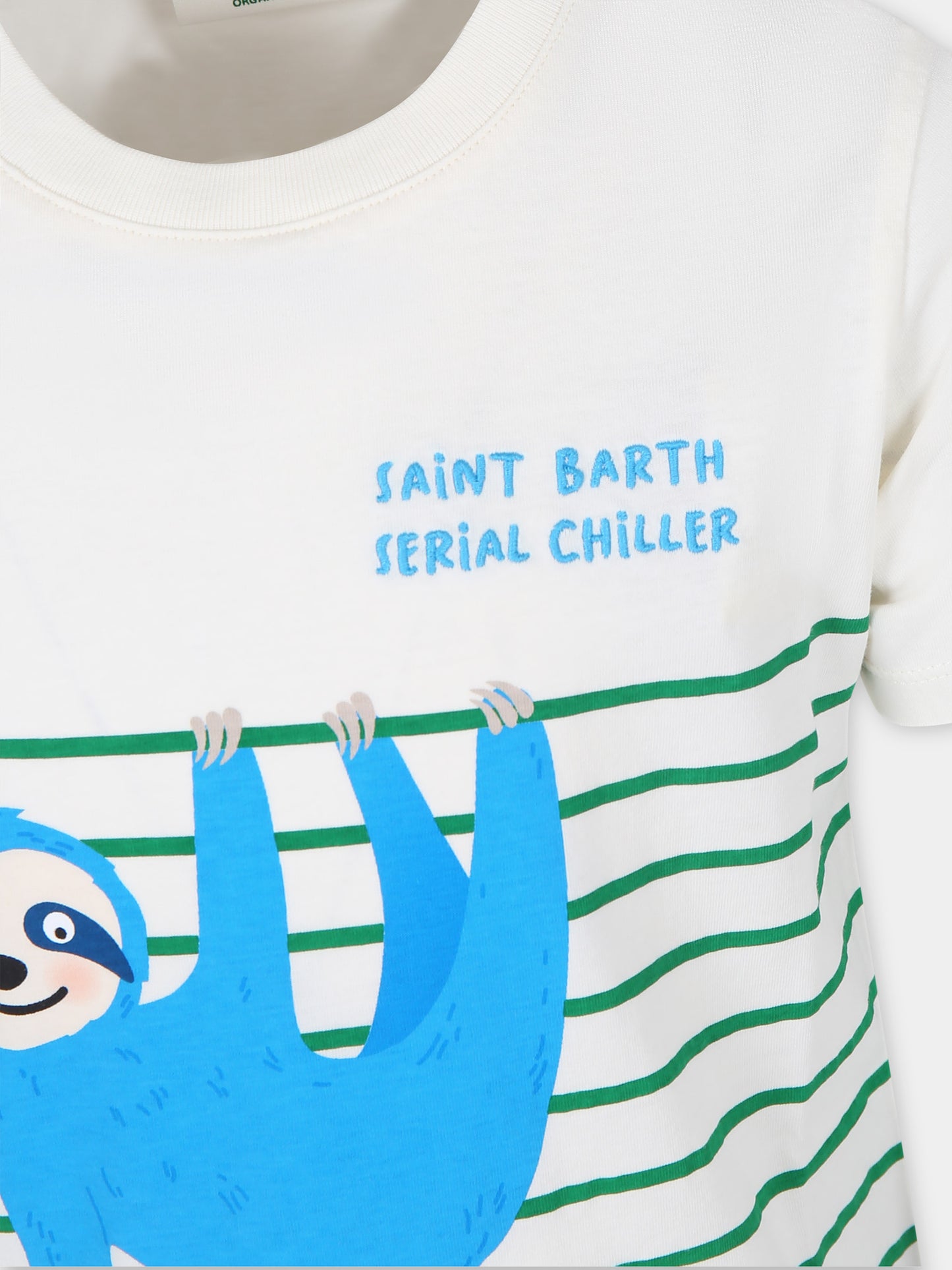 T-shirt avorio per bambini con stampa bradipo,Mc2 Saint Barth,TSH0001 00058F