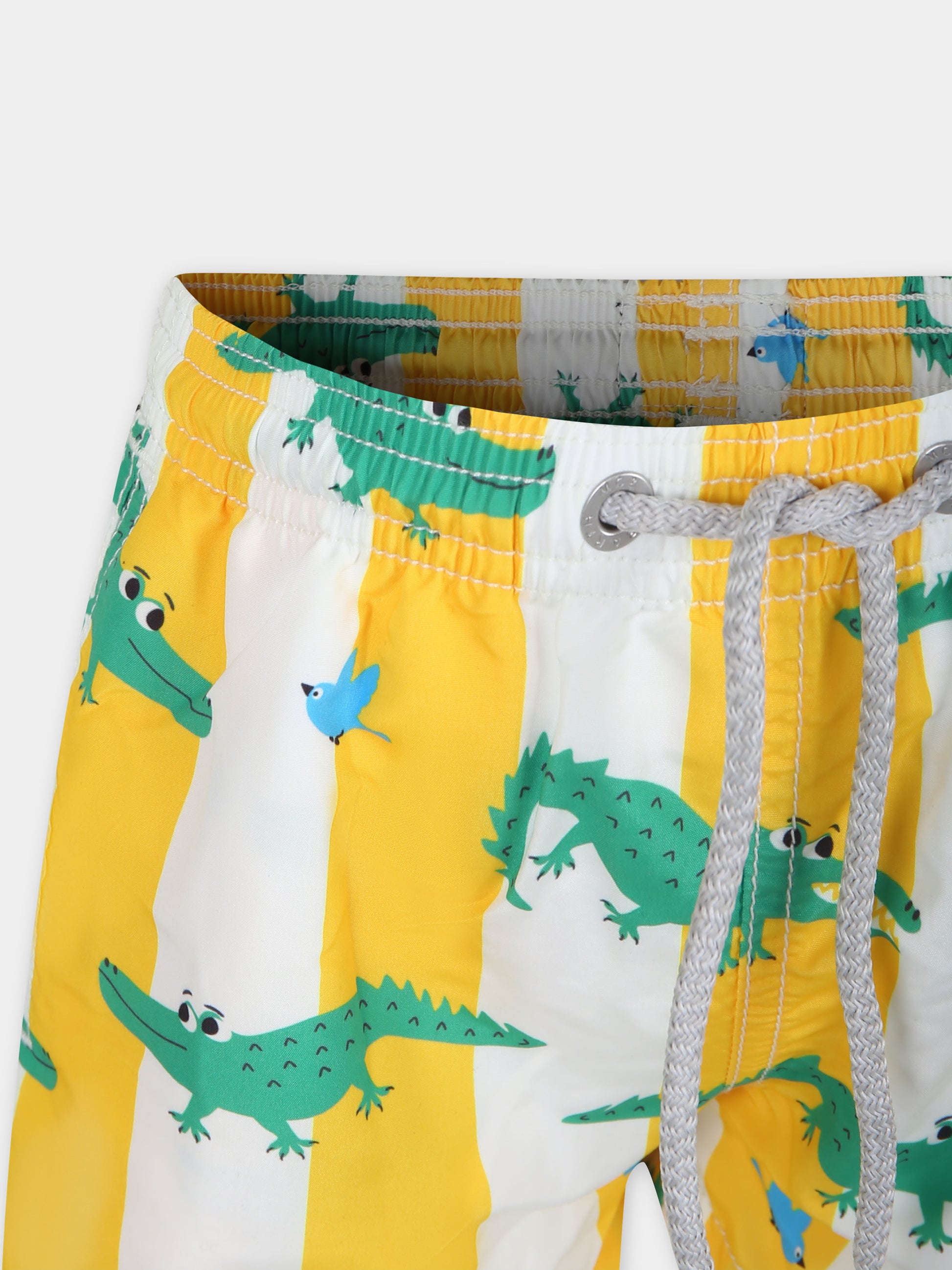 Boxer mare giallo per bambino con stampa coccodrilli,Mc2 Saint Barth,JEA0001 00280F