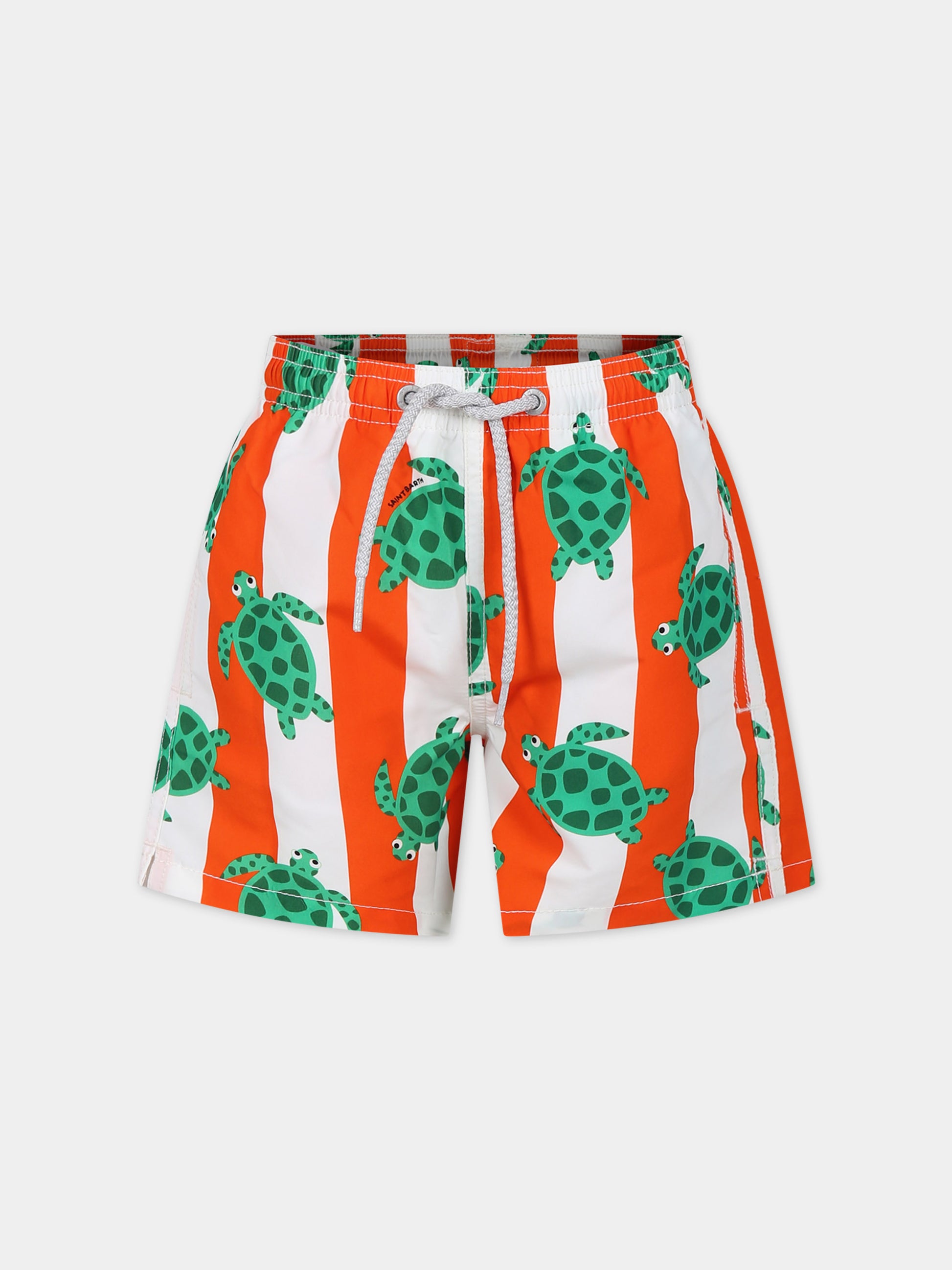 Boxer mare arancione per bambino con stampa tartaruga,Mc2 Saint Barth,JEA0001 00464F