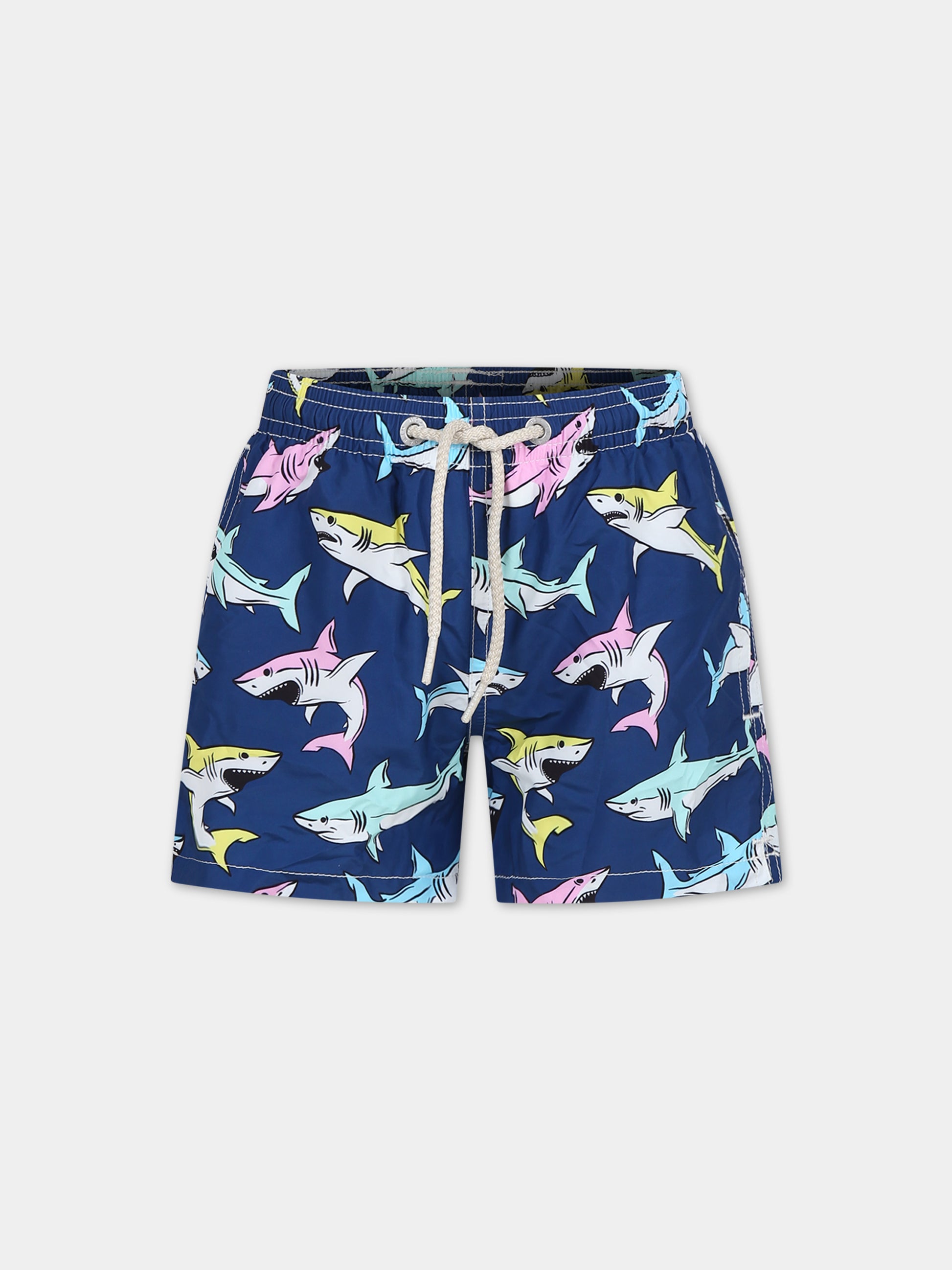 Boxer mare blu per bambino con stampa squali,Mc2 Saint Barth,JEA0004 02002F