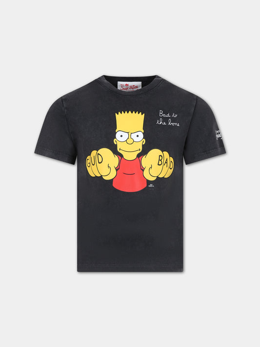 T-shirt grigia per bambino con Bart Simpson,Mc2 Saint Barth,JOSH001 02675F