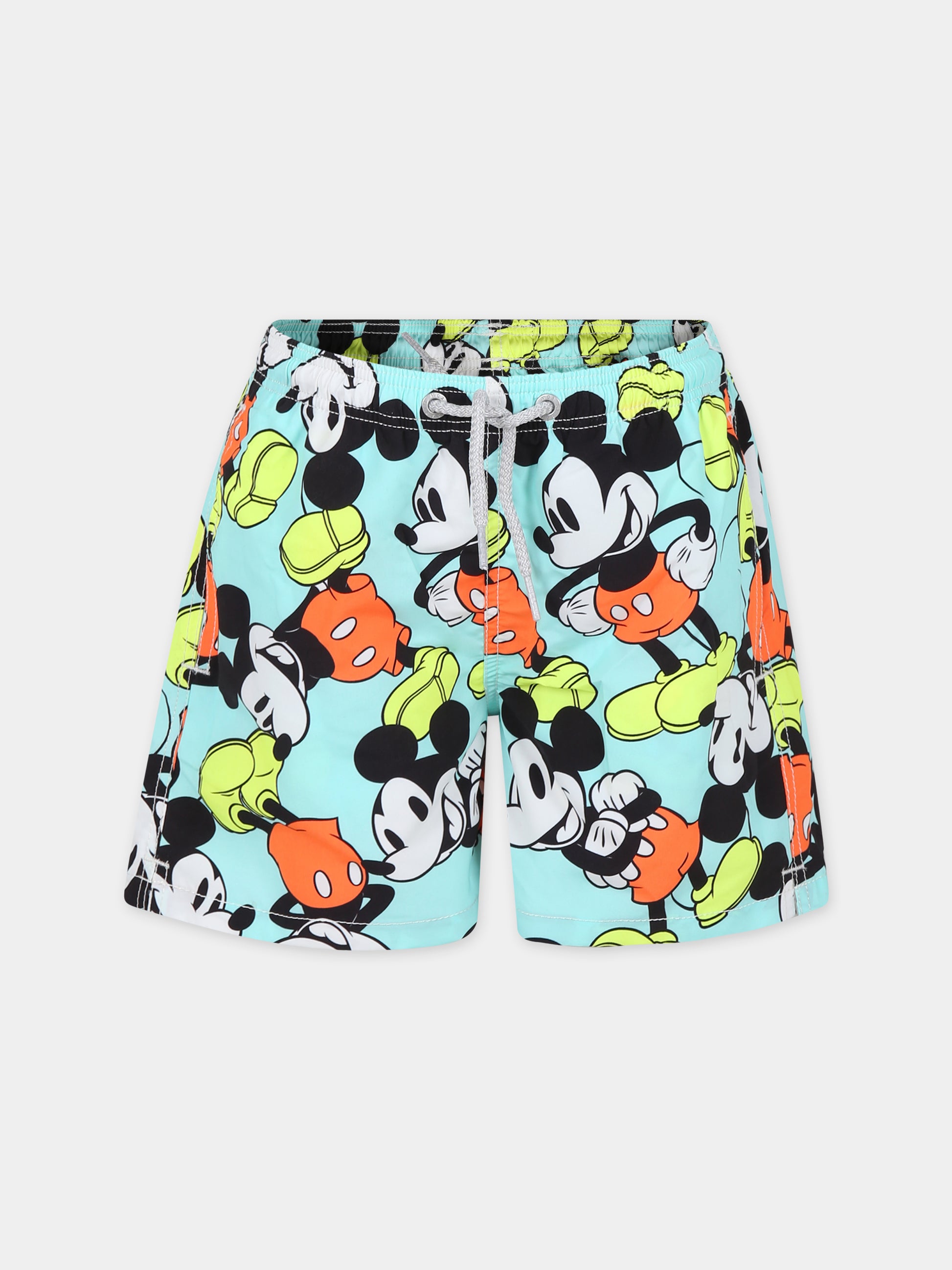 Boxer mare verde per bambino con stampa Topolino e logo,Mc2 Saint Barth,JEA0001 02565F