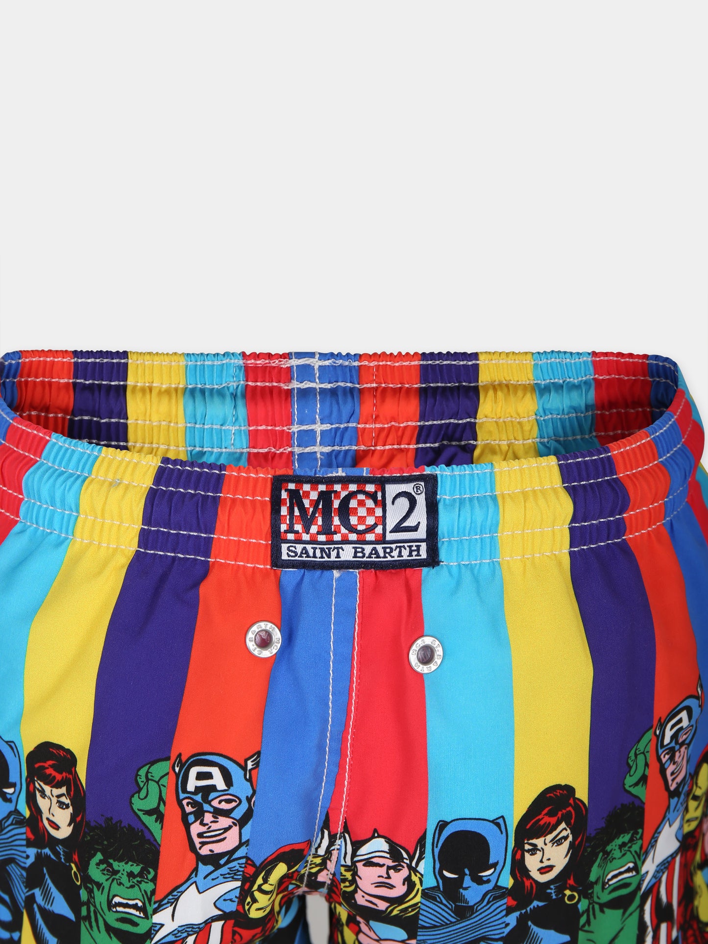 Boxer mare multicolor per bambino con stampa Supereroi e logo,Mc2 Saint Barth,HAI0001 00567F