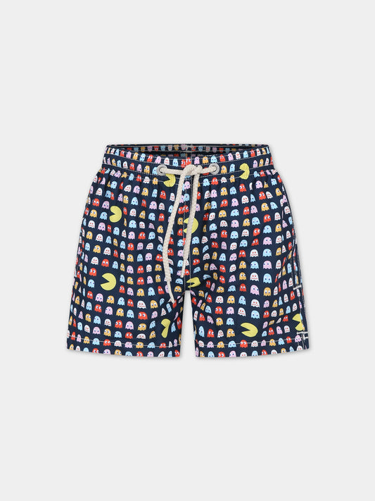Boxer mare blu per bambino con stampa pac man,Mc2 Saint Barth,JEA0004 02775F