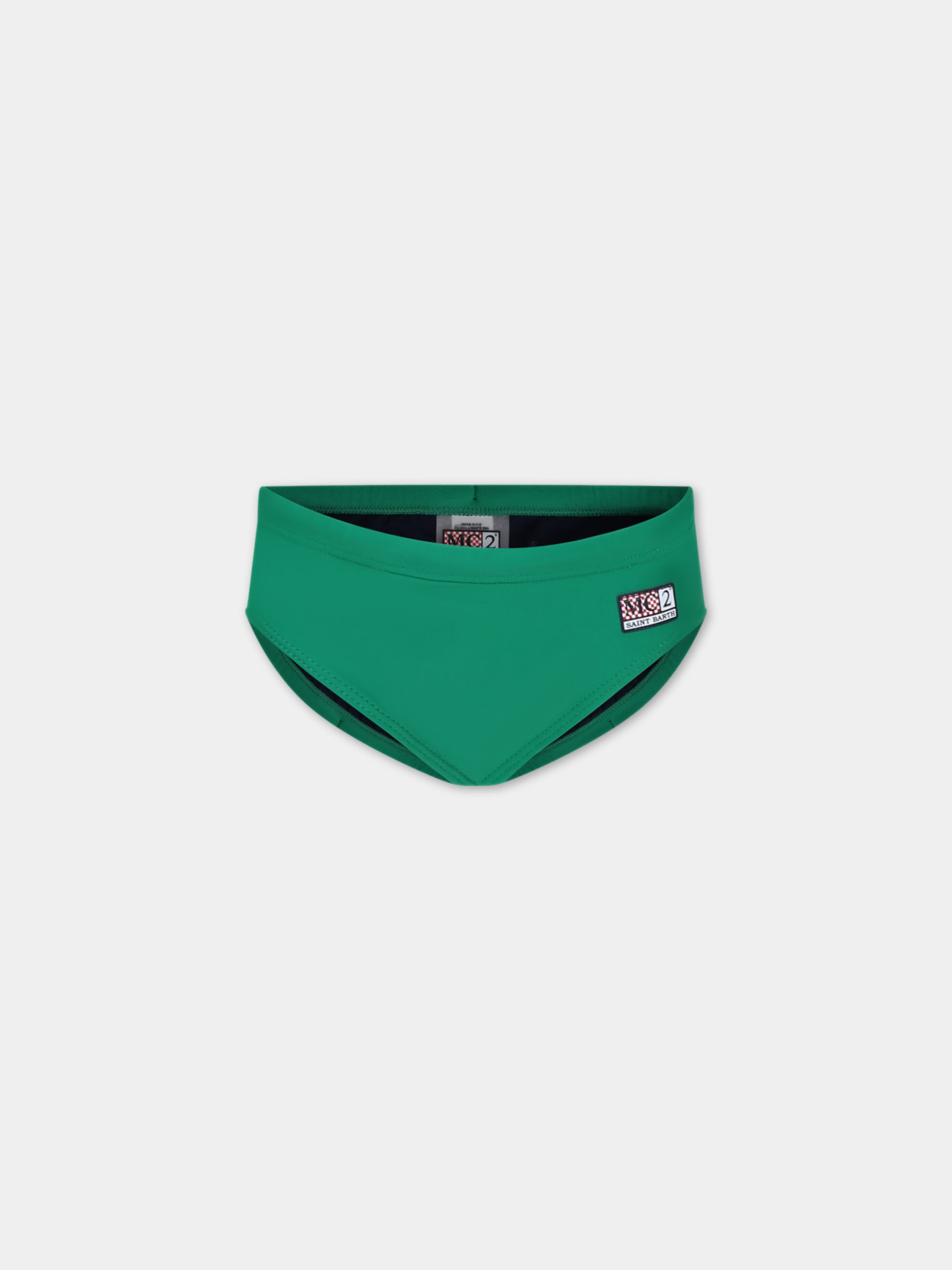 Slip mare verde per bambino con logo,Mc2 Saint Barth,BIL0001 00287F