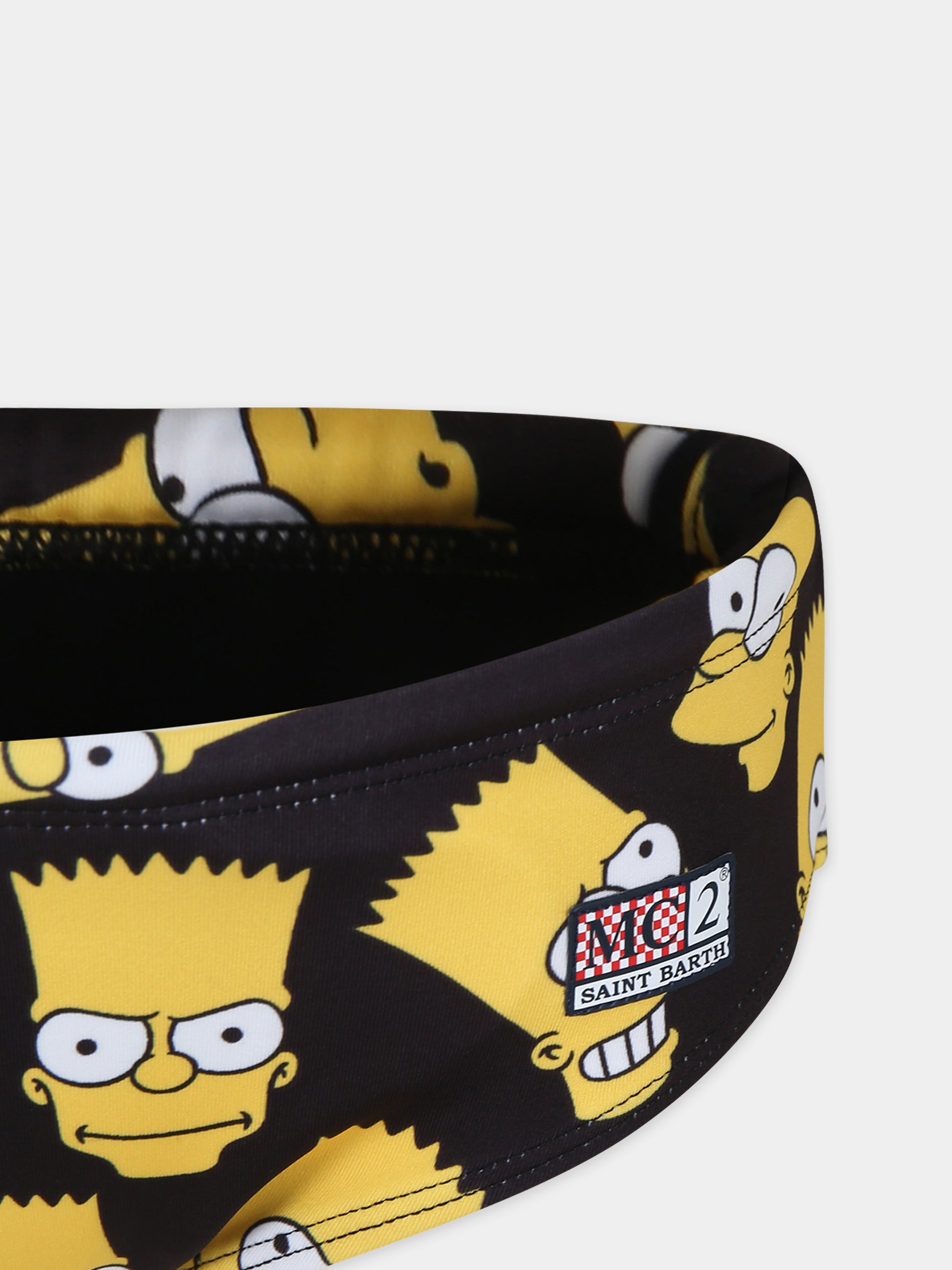 Slip mare nero per bambino con stampa Bart Simpson e logo,Mc2 Saint Barth,BIL0001 02590F