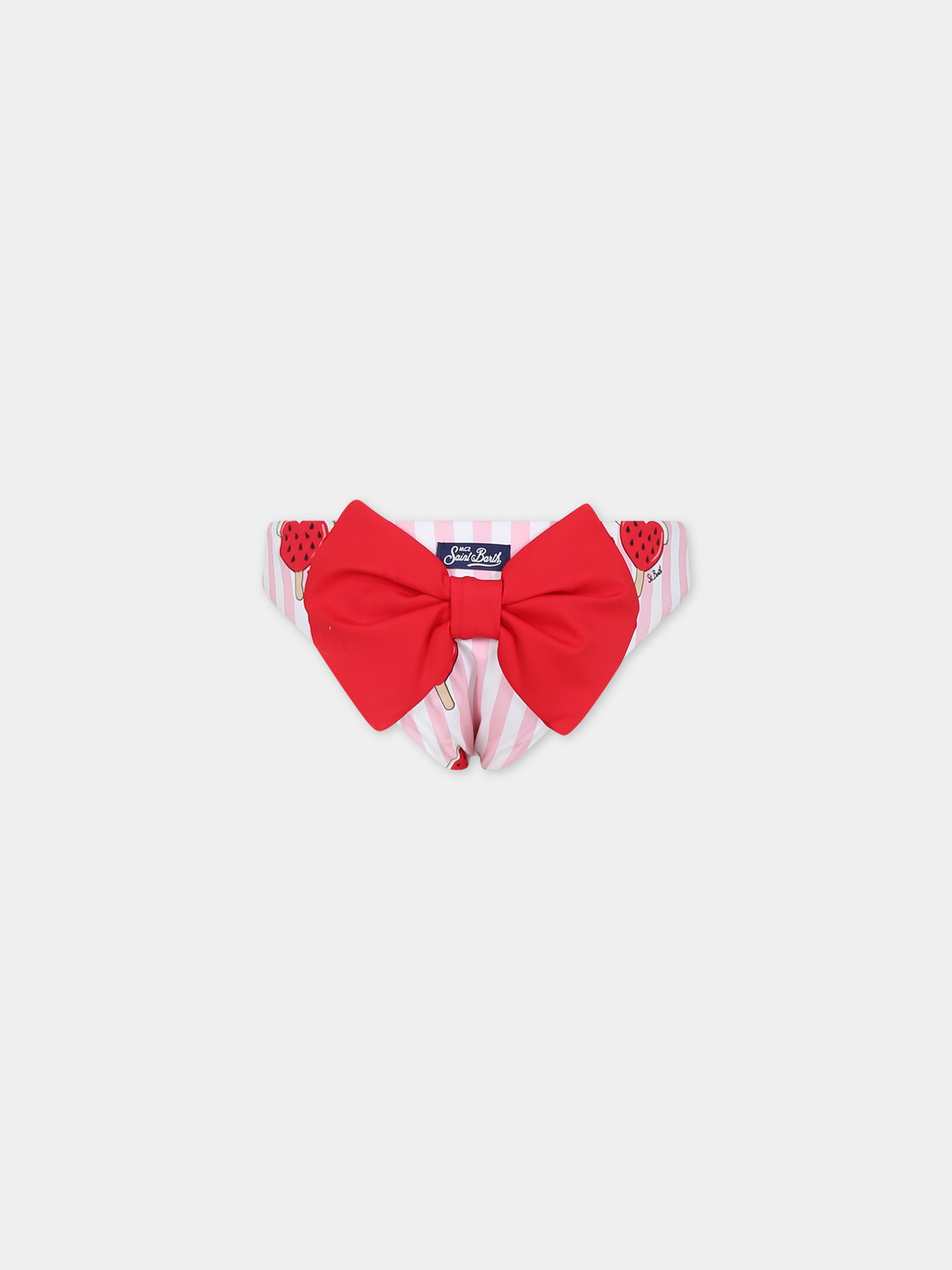 Slip mare rosa per bambina con fragole e fiocco,Mc2 Saint Barth,MAD0001 00726F