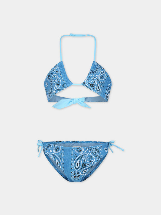 Bikini blu per bambina con motivo paisley,Mc2 Saint Barth,ARY00002 01792F