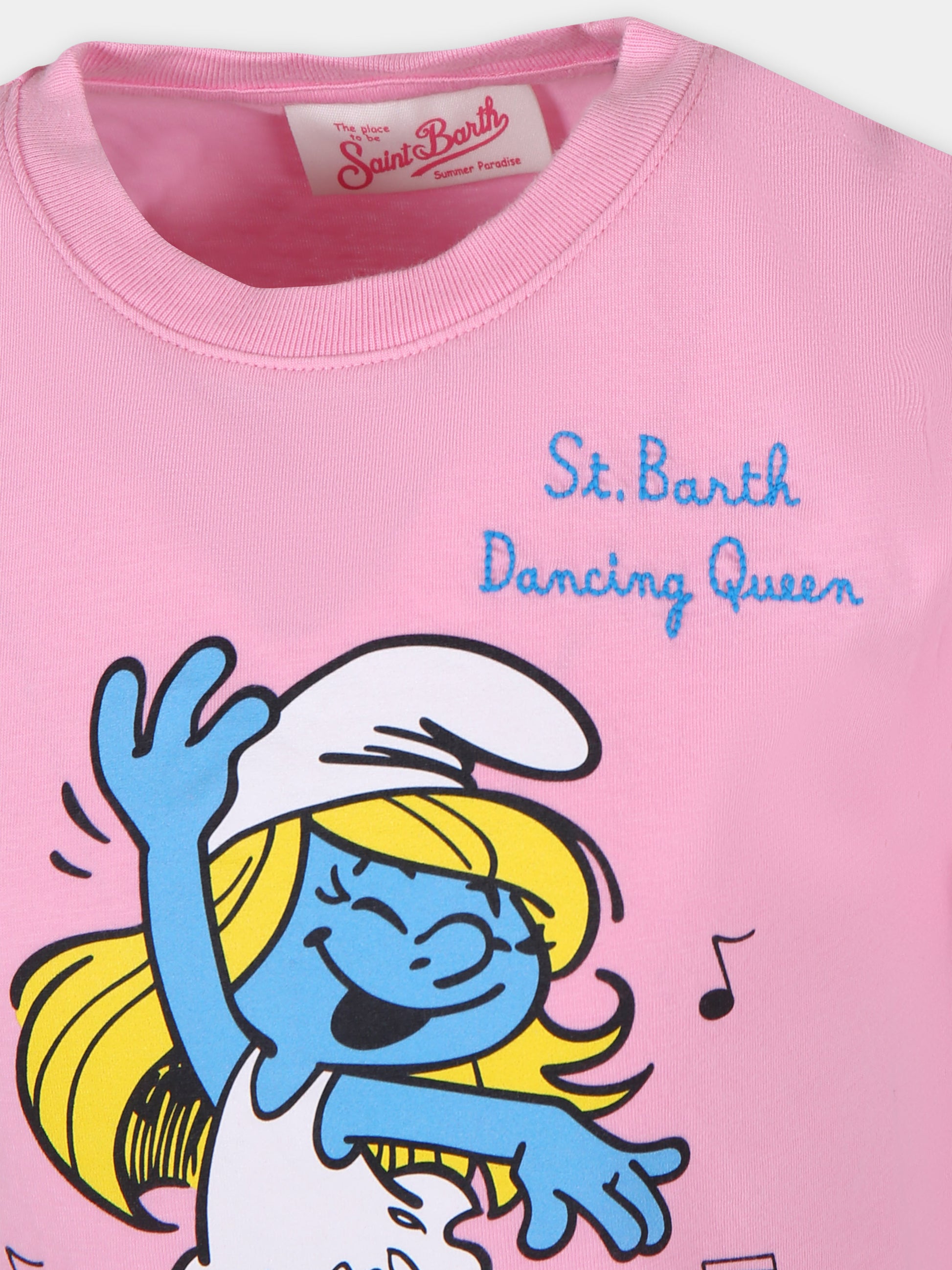 T-shirt rosa per bambina con stampa Puffetta,Mc2 Saint Barth,ELLY001 01939F