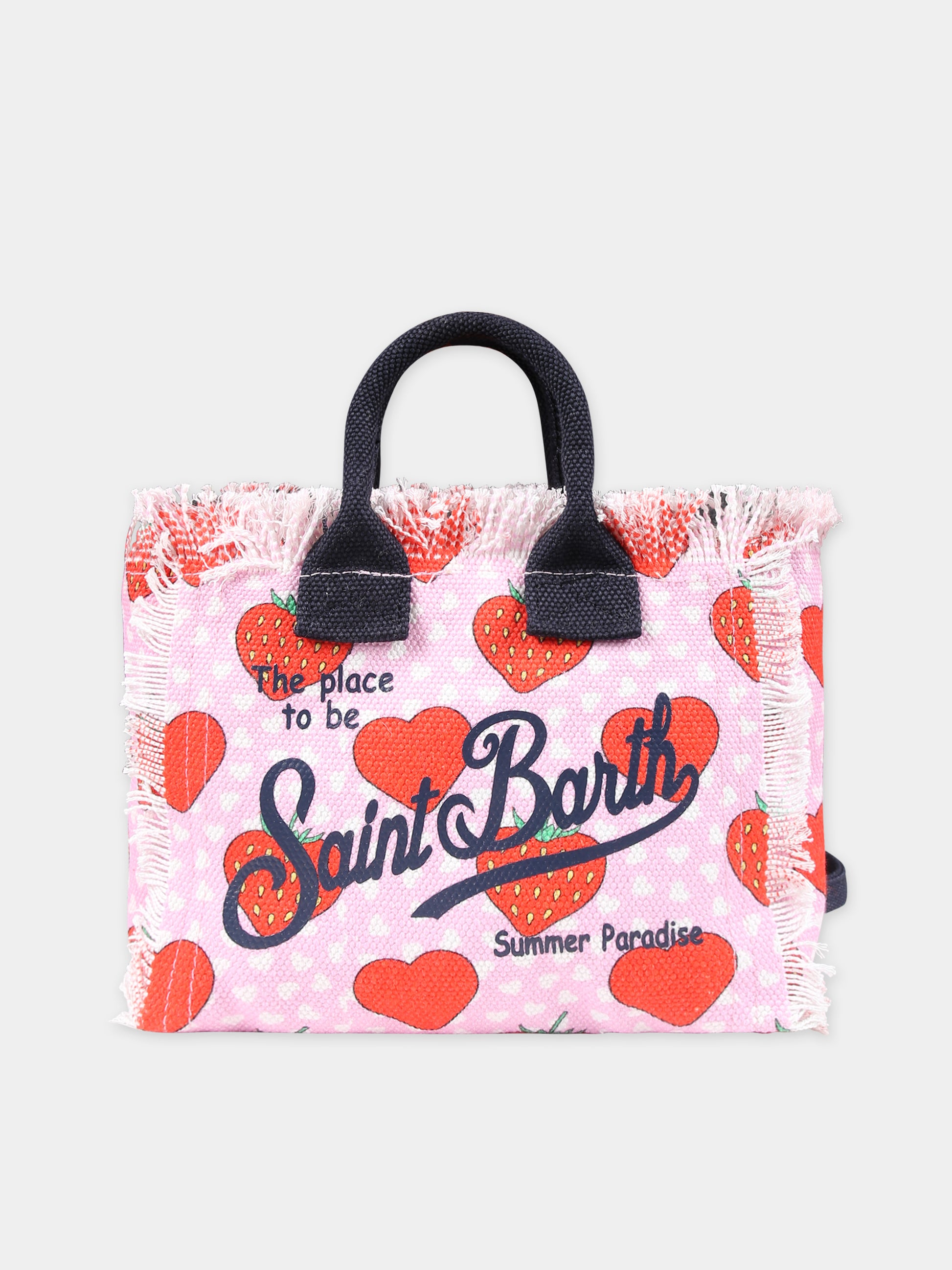 Borsa rosa per bambina con fragole e logo,Mc2 Saint Barth,VAMI001 00543F