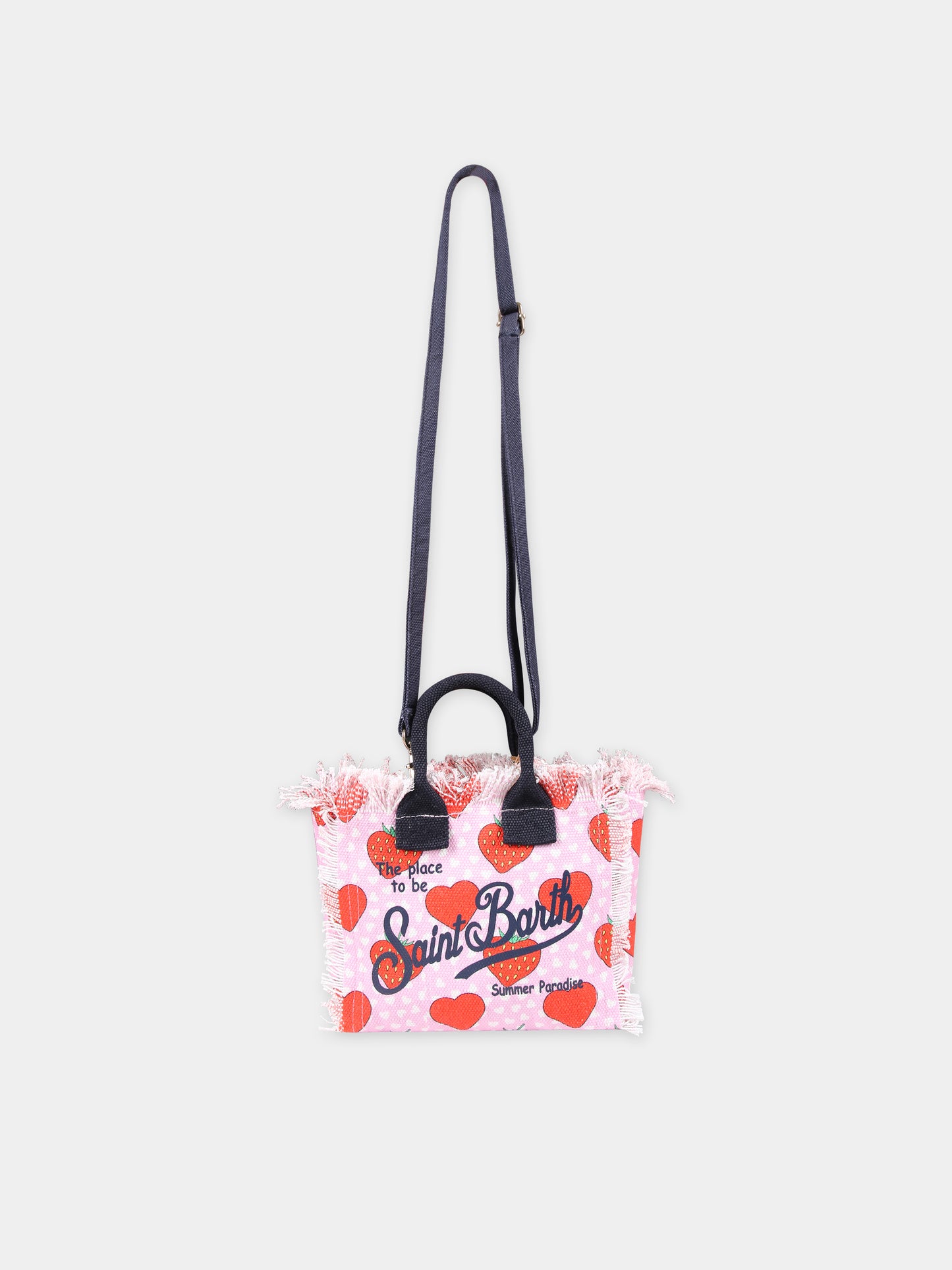 Borsa rosa per bambina con fragole e logo,Mc2 Saint Barth,VAMI001 00543F