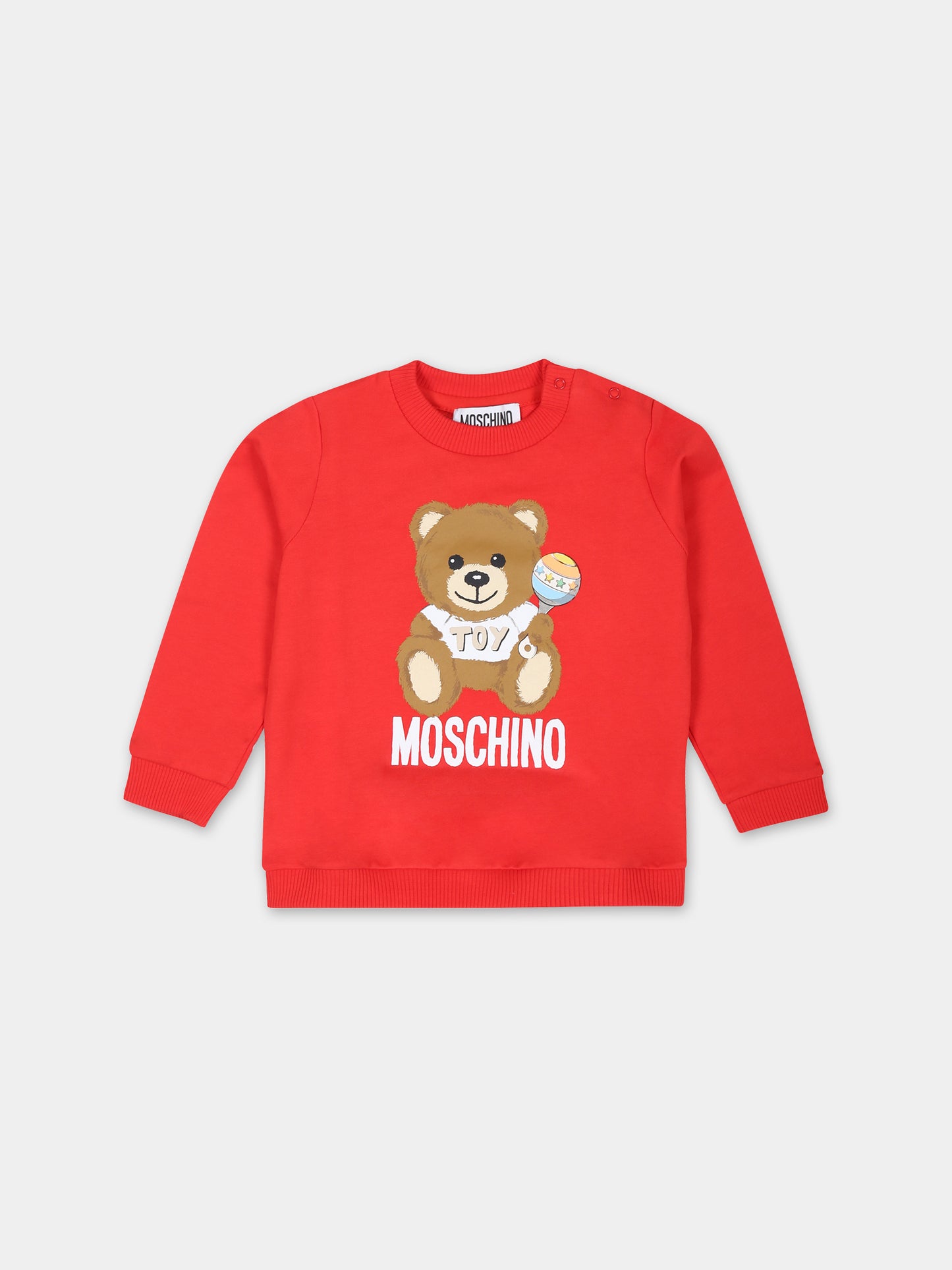 Felpa rossa per neonati con Teddy Bear e logo