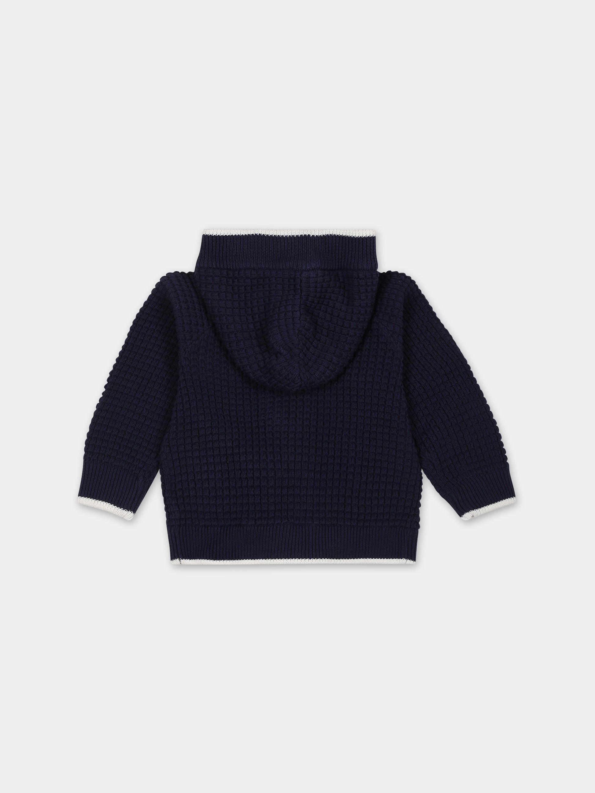 Cardigan blu per neonato con Teddy bear,Moschino Kids,MUW00S LHE13 40016