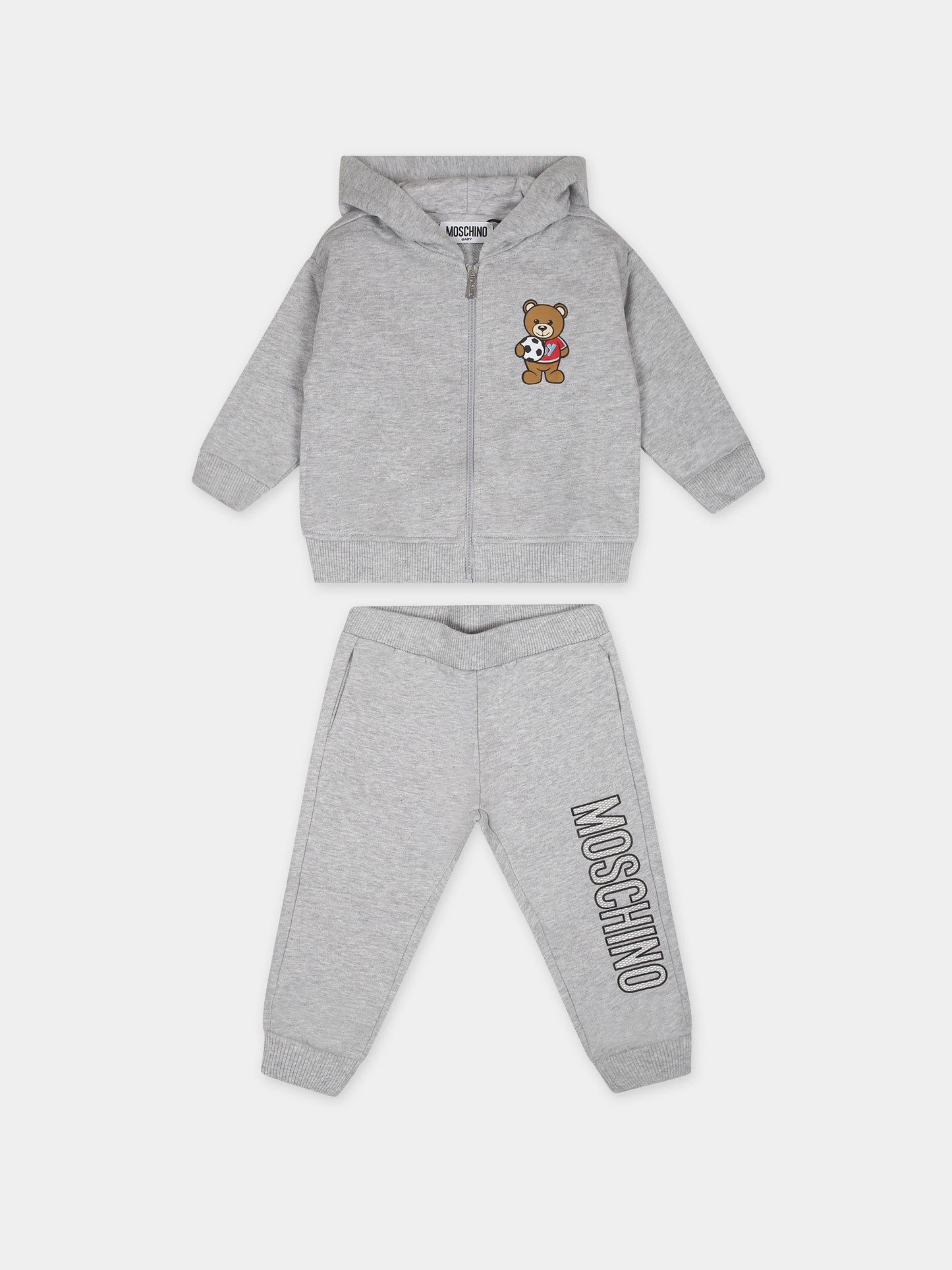 Completo grigio per neonato con Teddy Bear,Moschino Kids,MUK04A LCA53 60926