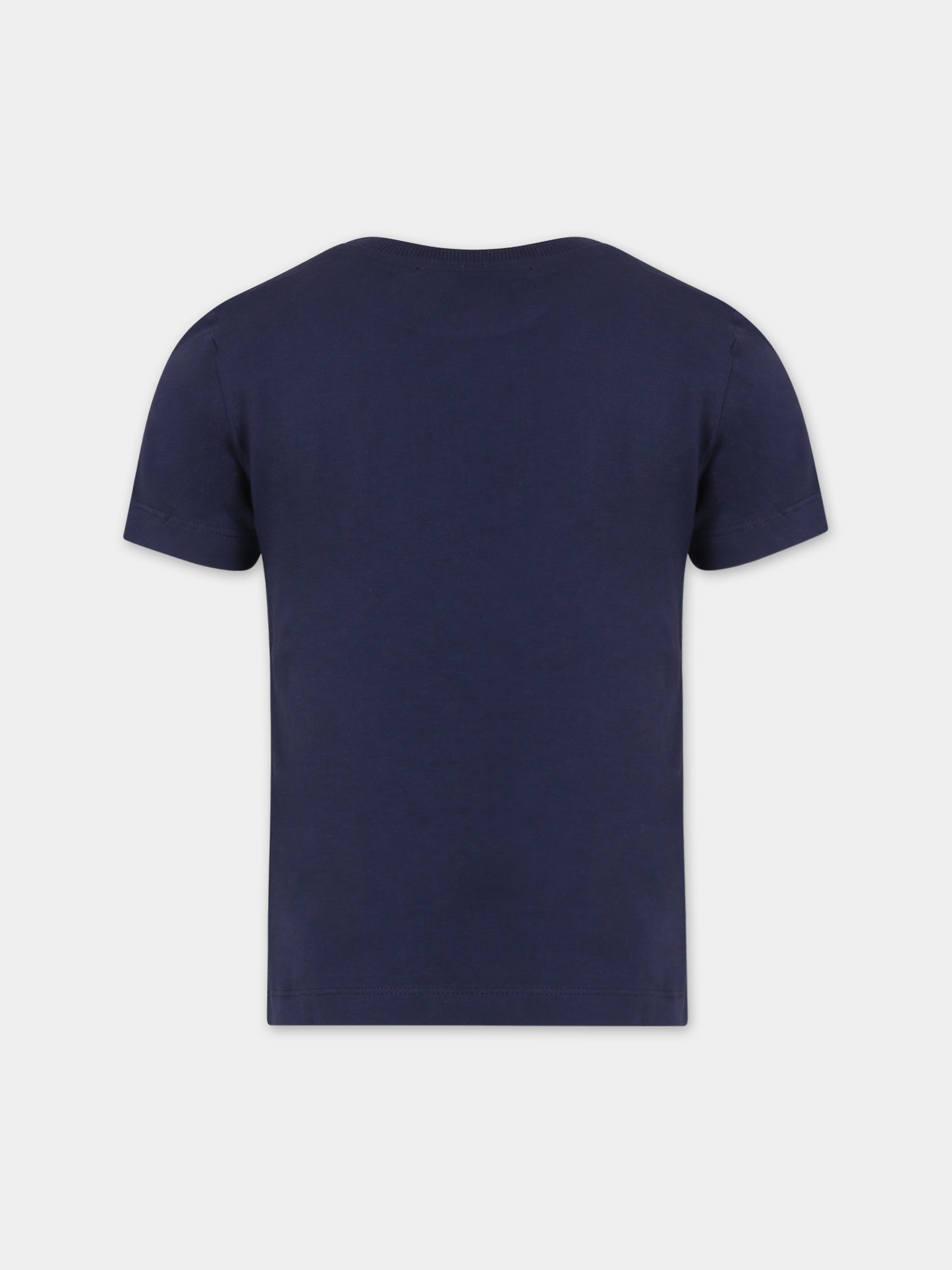 T-shirt blu per bambino con logo,Moschino Kids,HWM03L LAA02 40016