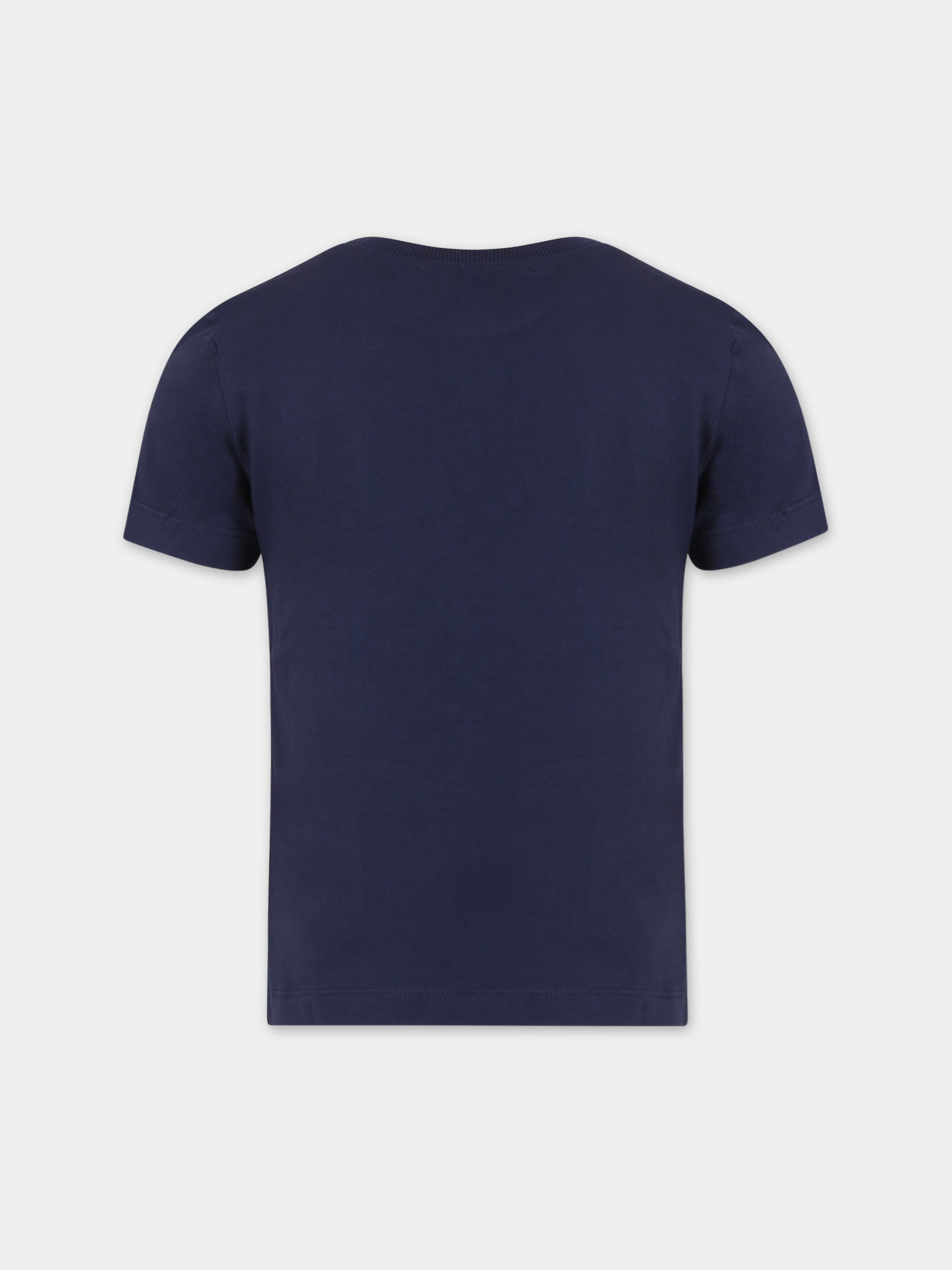 T-shirt blu per bambino con logo,Moschino Kids,HWM03L LAA02 40016