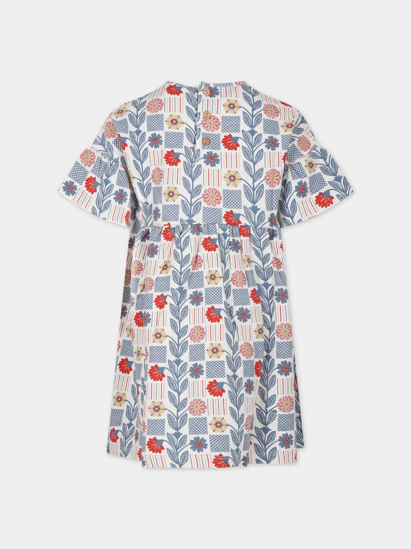 Vestito bianco per bambina con stampa fiori,Coco Au Lait,16COCO S016