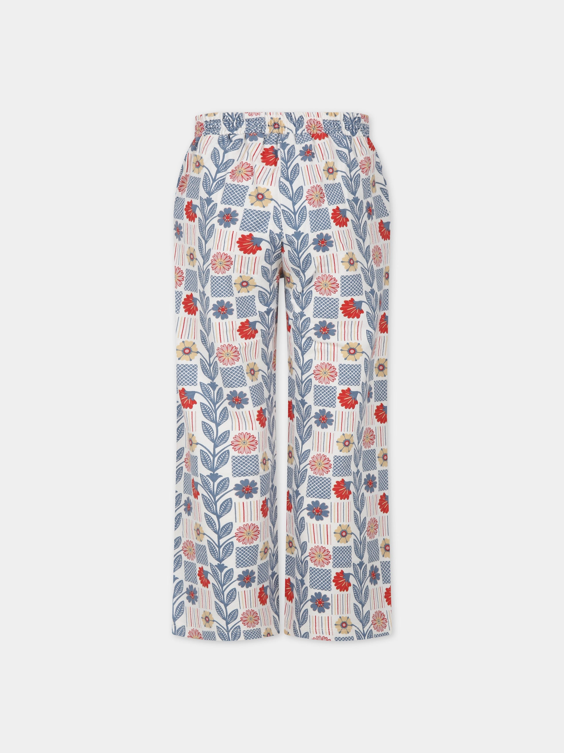 Pantaloni bianchi per bambina con stampa fiori,Coco Au Lait,16COCO S019