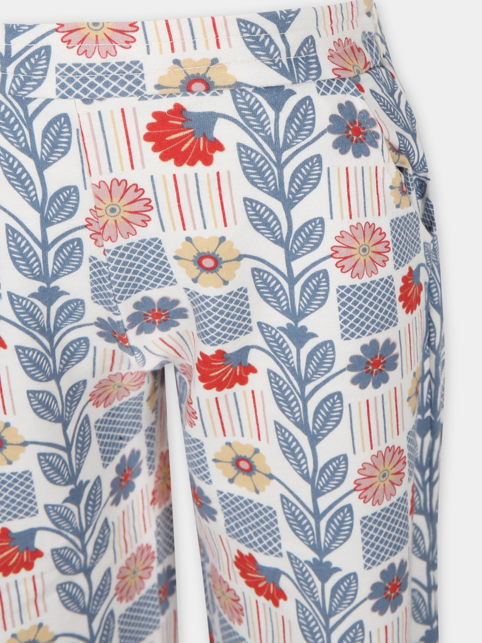 Pantaloni bianchi per bambina con stampa fiori,Coco Au Lait,16COCO S019