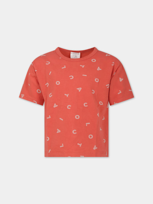 T-shirt rossa per bambini con logo,Coco Au Lait,16COCO S029