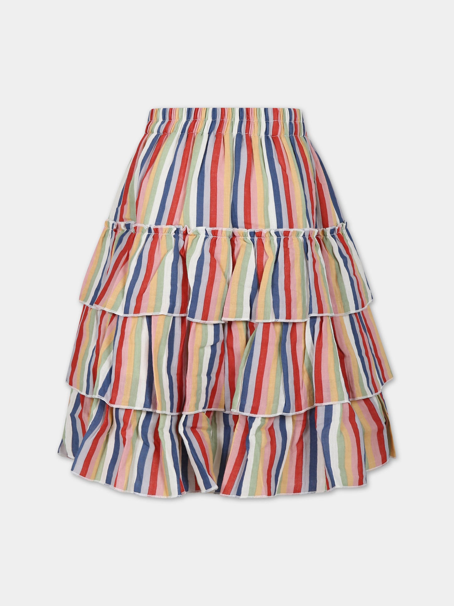 Gonna multicolor per bambina con motivo a righe,Coco Au Lait,16COCO S054