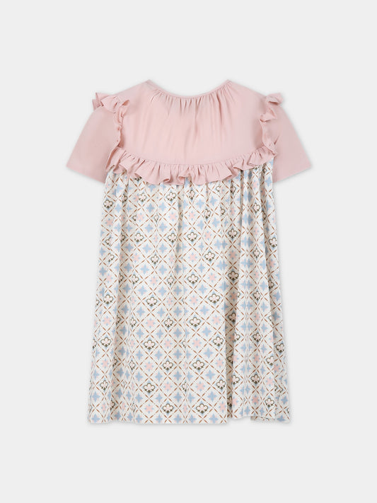 Vestito bianco per bambina con stampa floreale,Simonetta,ST1B81 V0107 101CE