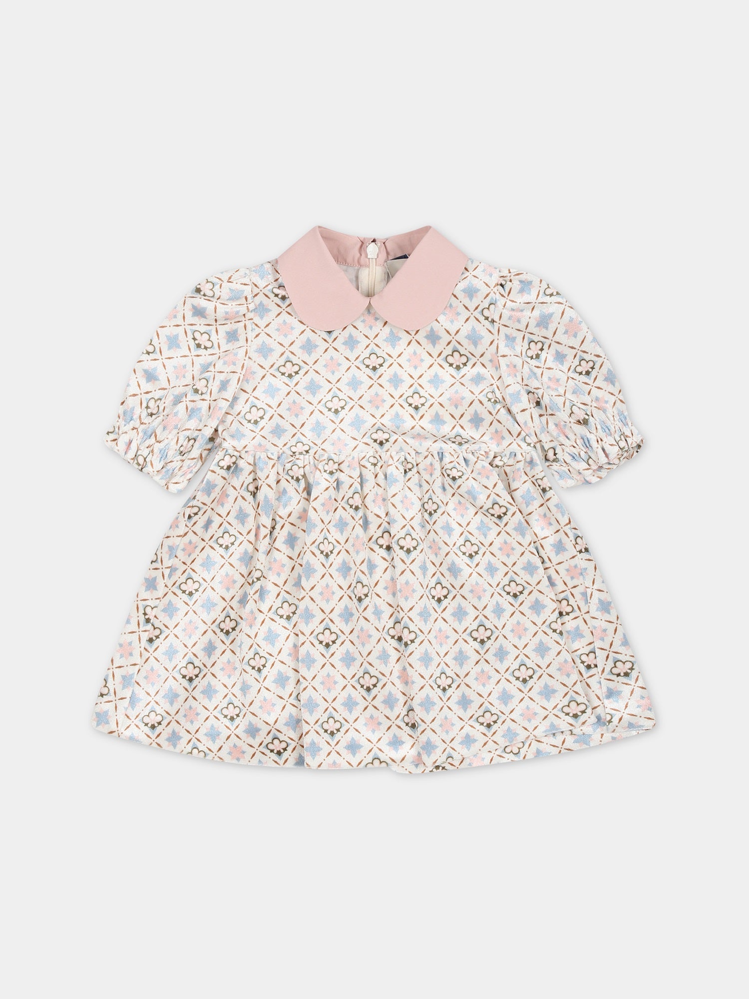 Vestito bianco per neonata con stampa floreale,Simonetta,ST1031 V0107 101CE