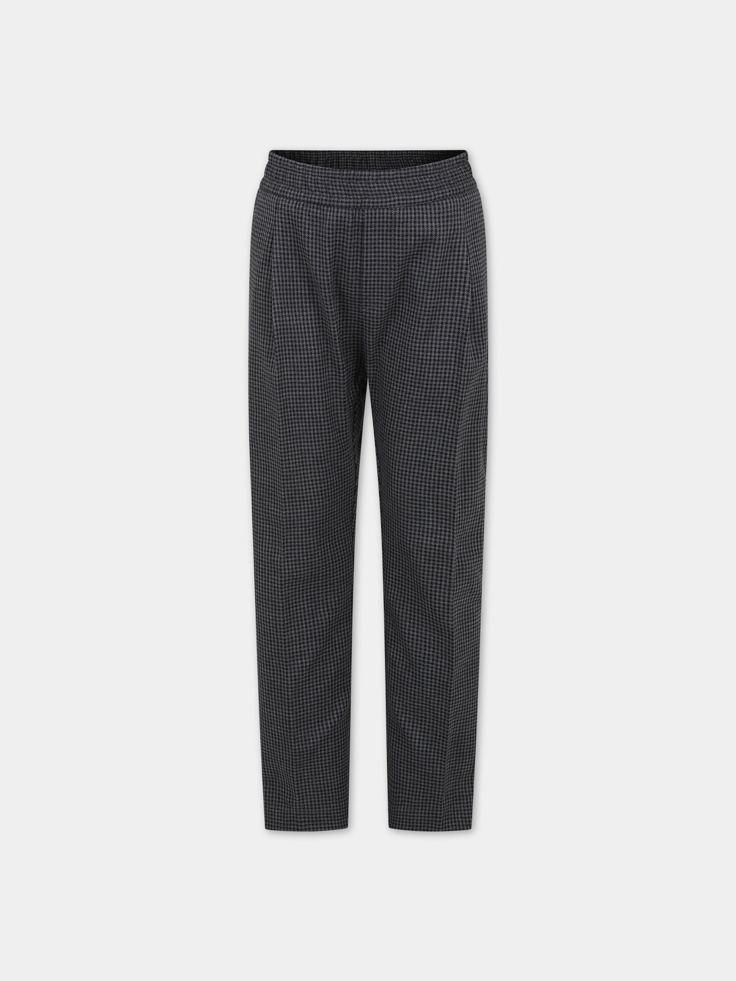 Pantaloni neri per bambini con micro fantasia a quadri,Paolo Pecora,PP3151 NERO