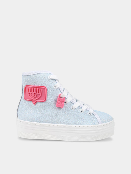 Sneakers celesti per bambina con occhiolino,Chiara Ferragni Collection,CFB070-017