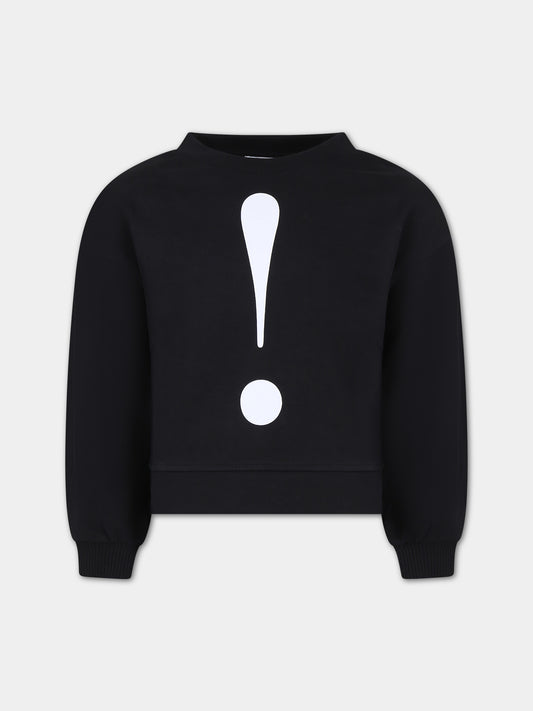 Felpa nera per bambina con punto esclamativo,Moschino Kids,HDF05V LCA75 60100