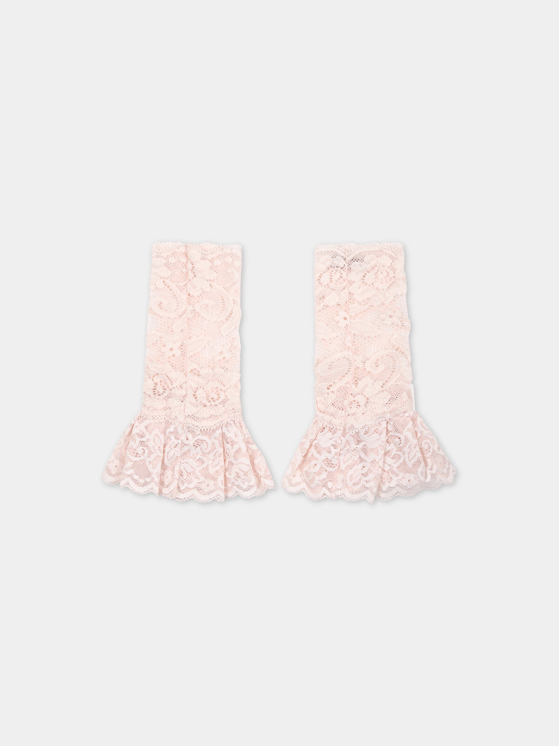 Manicotti rosa per bambina in pizzo macramé,Monnalisa,79C013 3785 0092