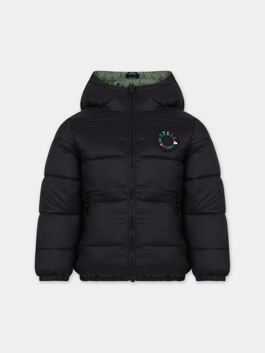 Piumino nero reversibile per bambino con logo,Stella Mccartney Kids,TT2Q77 Z0536 930