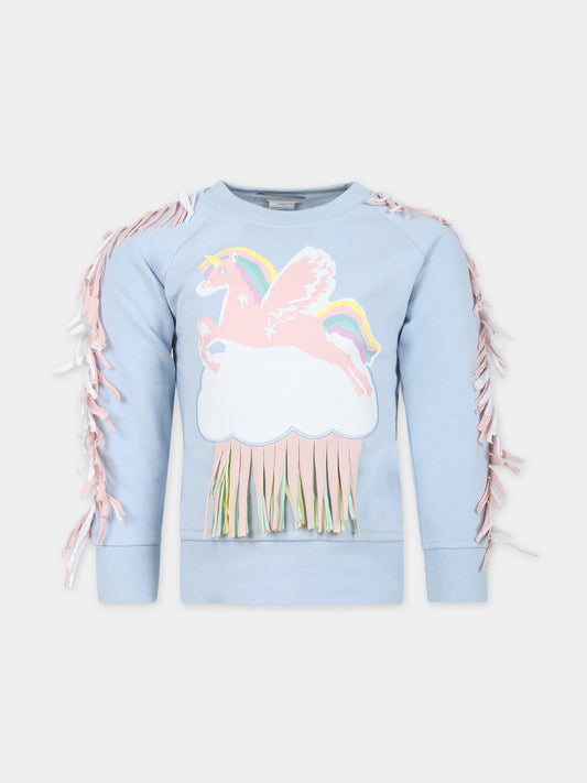 Felpa celeste per bambina con unicorno,Stella Mccartney Kids,TT4A70 Z0453 602