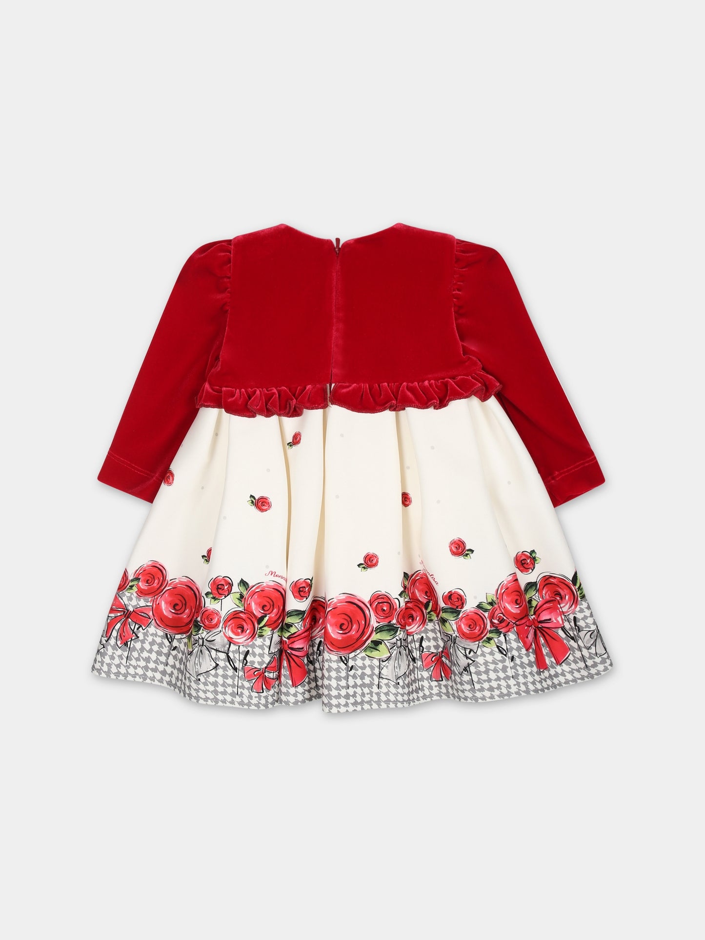 Vestito avorio per neonata con rose,Monnalisa,31B909 2627 0143
