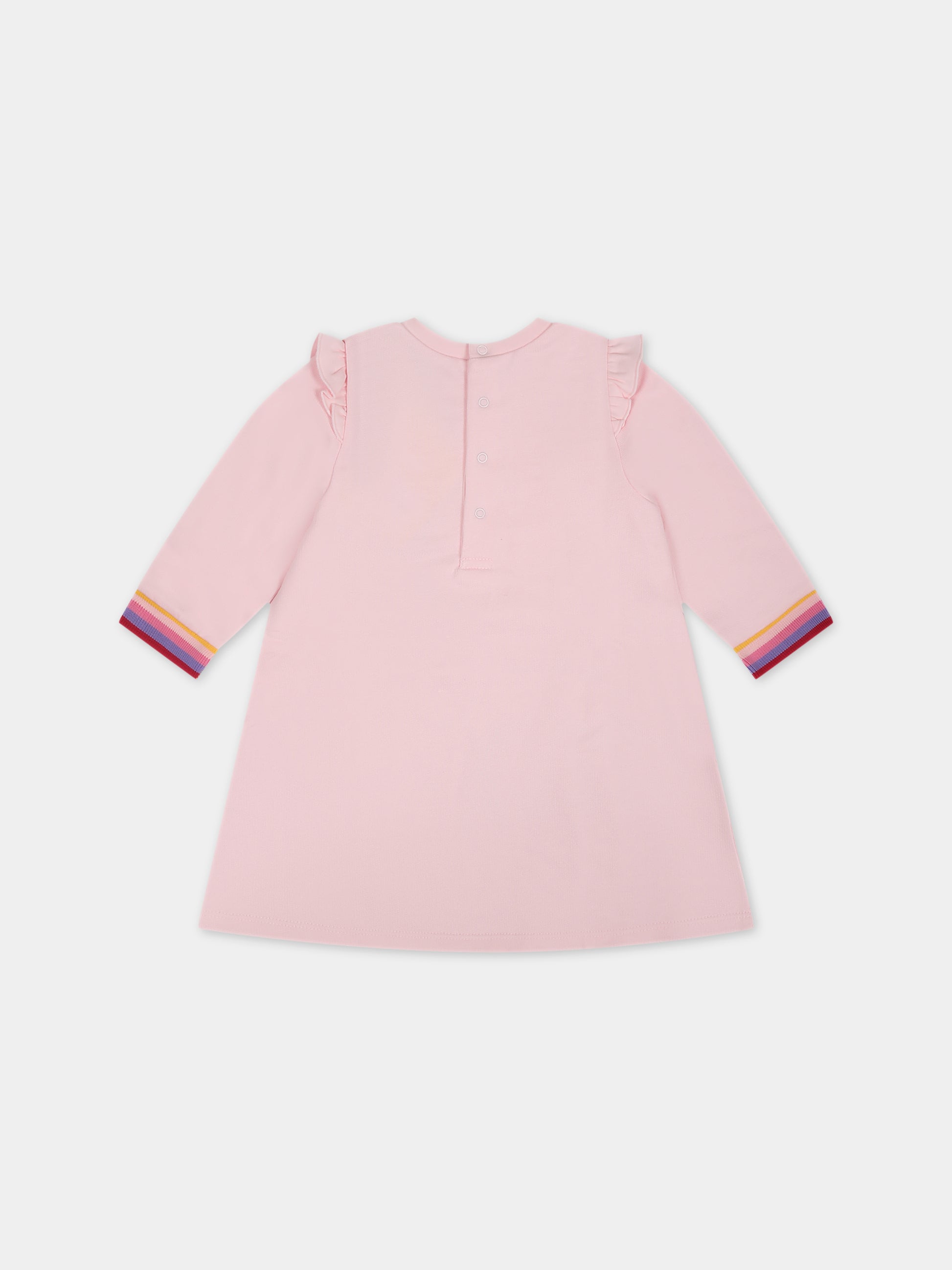 Vestito rosa per neonata con stampa borsa e logo,Little Marc Jacobs,W92026 475