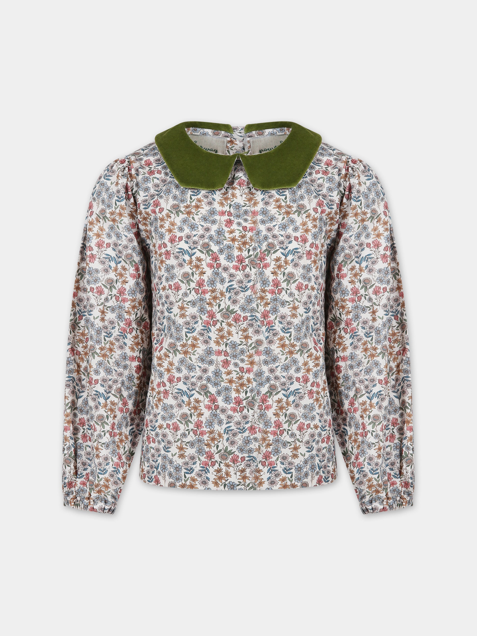 Camicia avorio per bambina con stampa floreale,Farway Milano,FCM01TPG