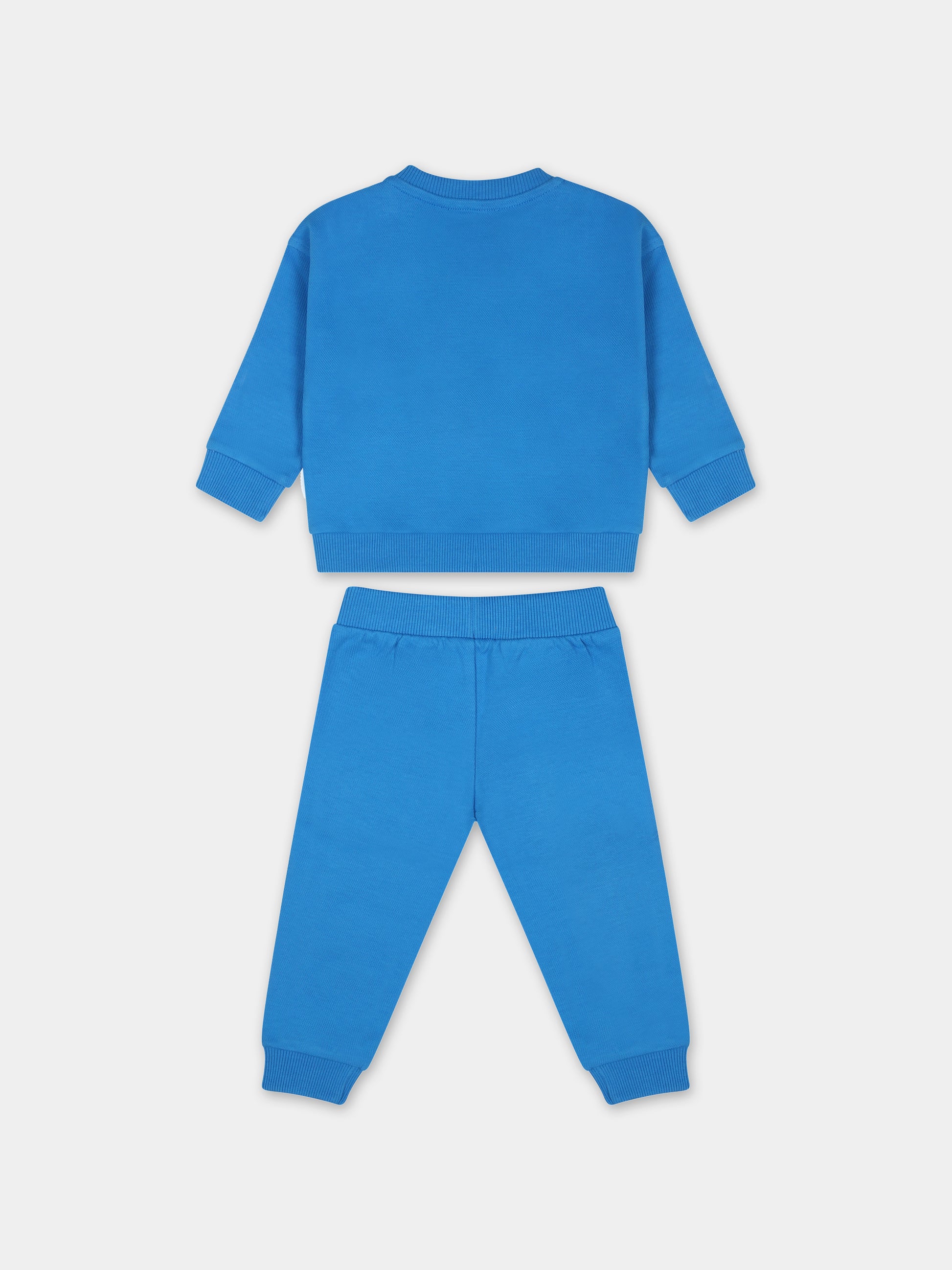 Completo blu per neonato con Teddy Bear e logo,Moschino Kids,MNK039 LCA64 41017