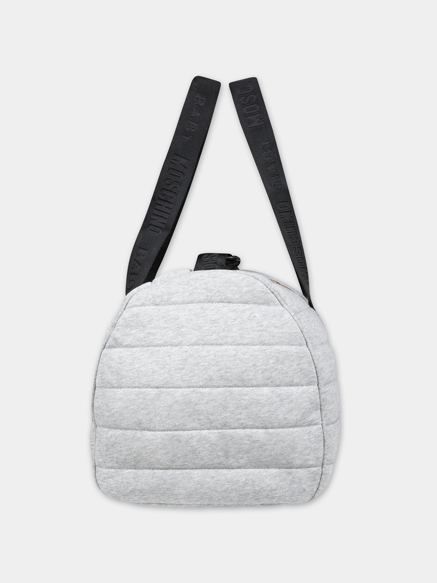 Borsa mamma grigia per neonati con Teddy Bear e logo,Moschino Kids,MNX03P LCA26 60901