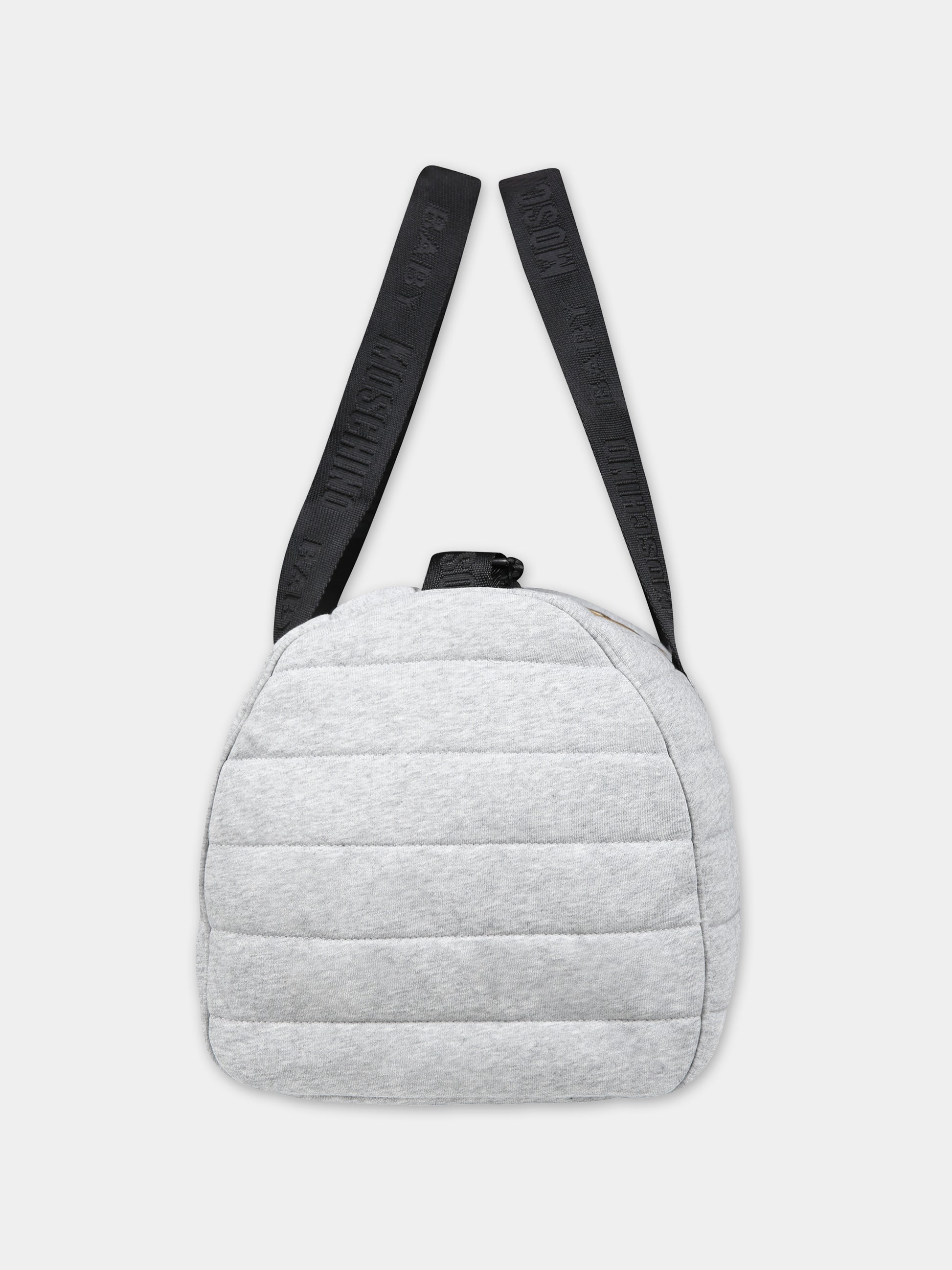 Borsa mamma grigia per neonati con Teddy Bear e logo,Moschino Kids,MNX03P LCA26 60901