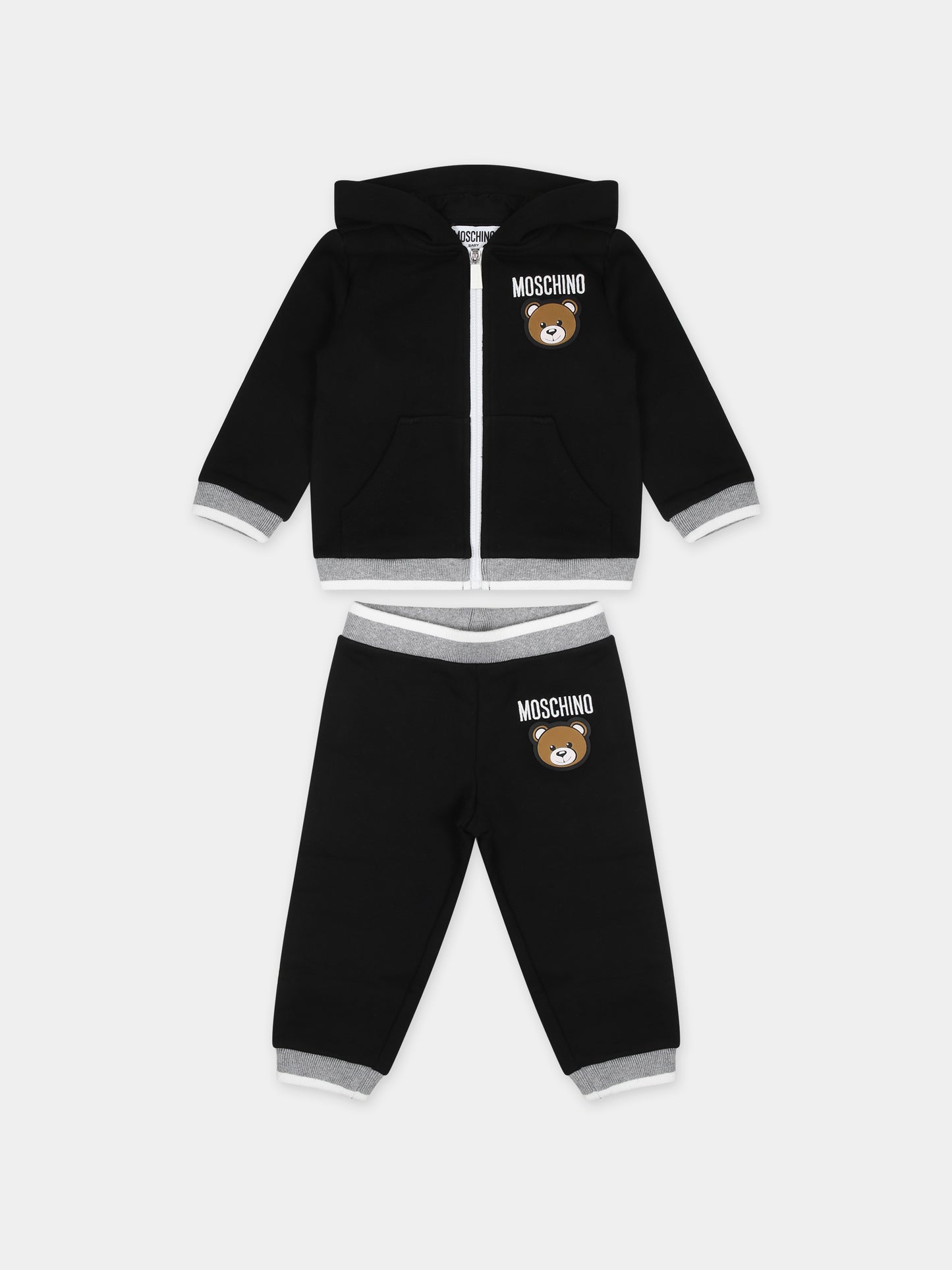 Completo nero per neonati con Teddy Bear,Moschino Kids,MUK04J LCA15 60100