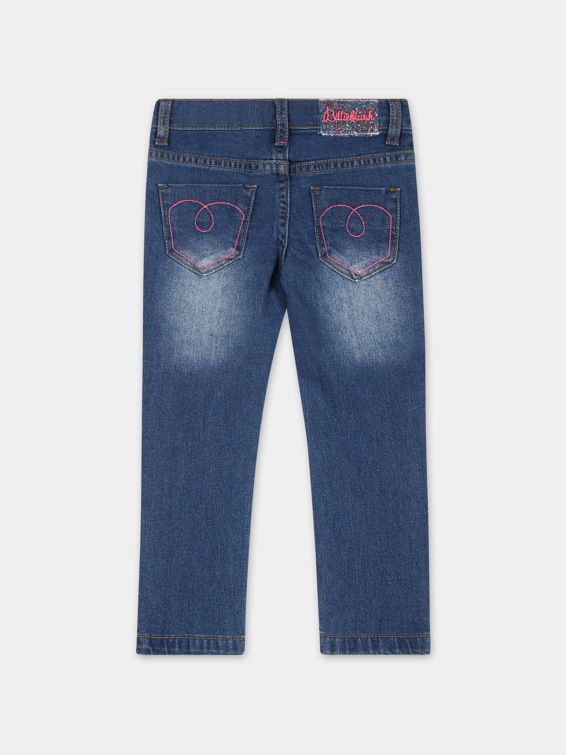 Jeans blu per bambina on logo,Billieblush,U14609 Z28